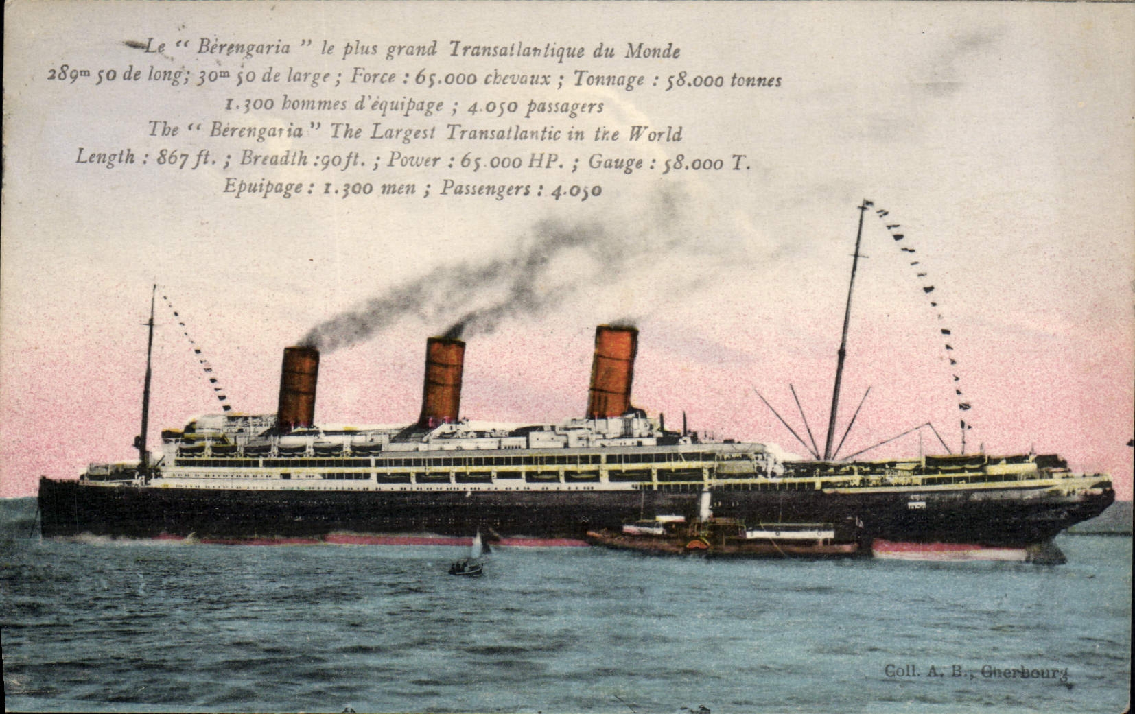VINTAGE POSTCARD Boat Steamer Transatlantic Berangaria
