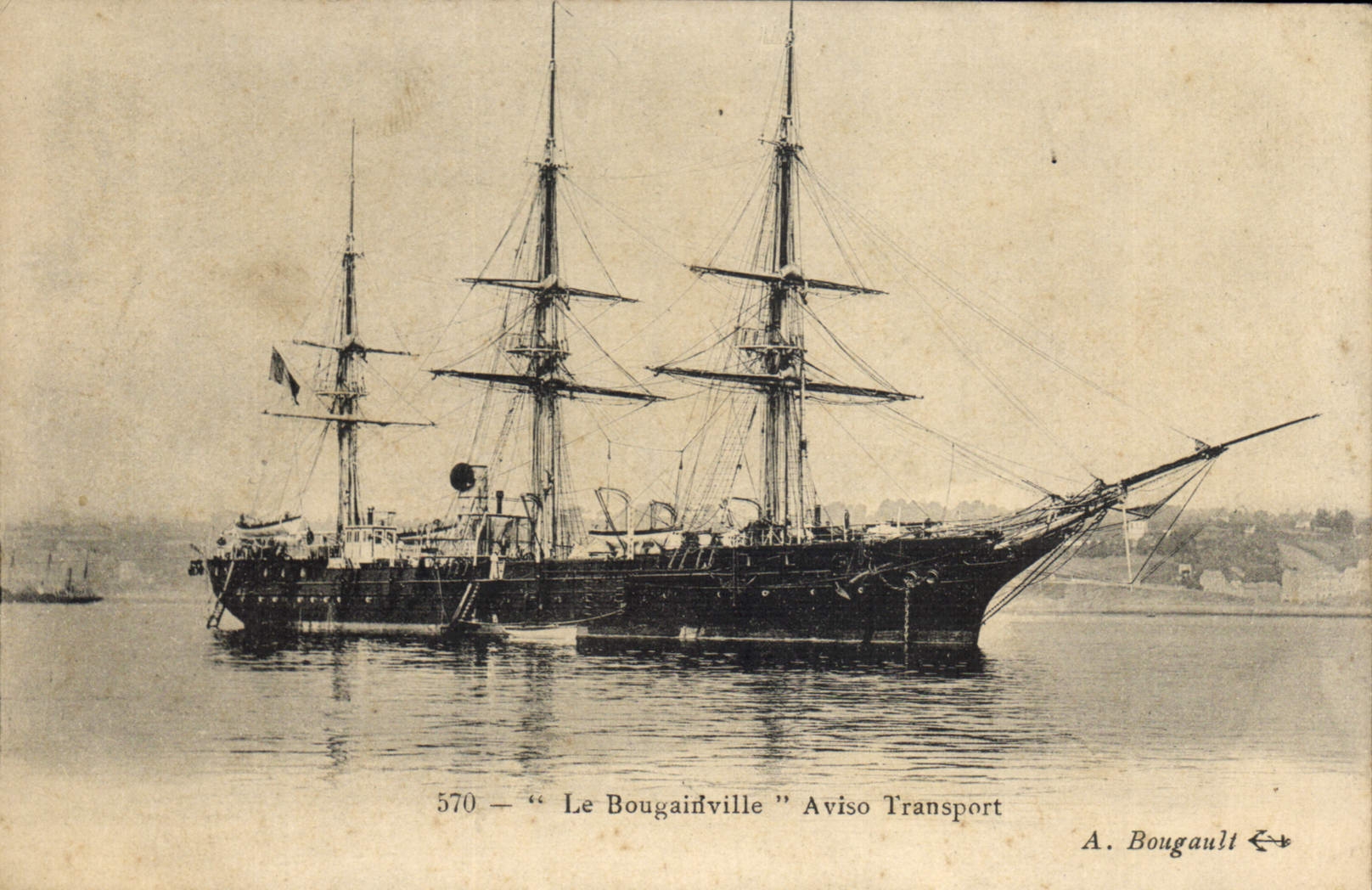 VINTAGE POSTCARD Boat Bougainville Sloop Transport