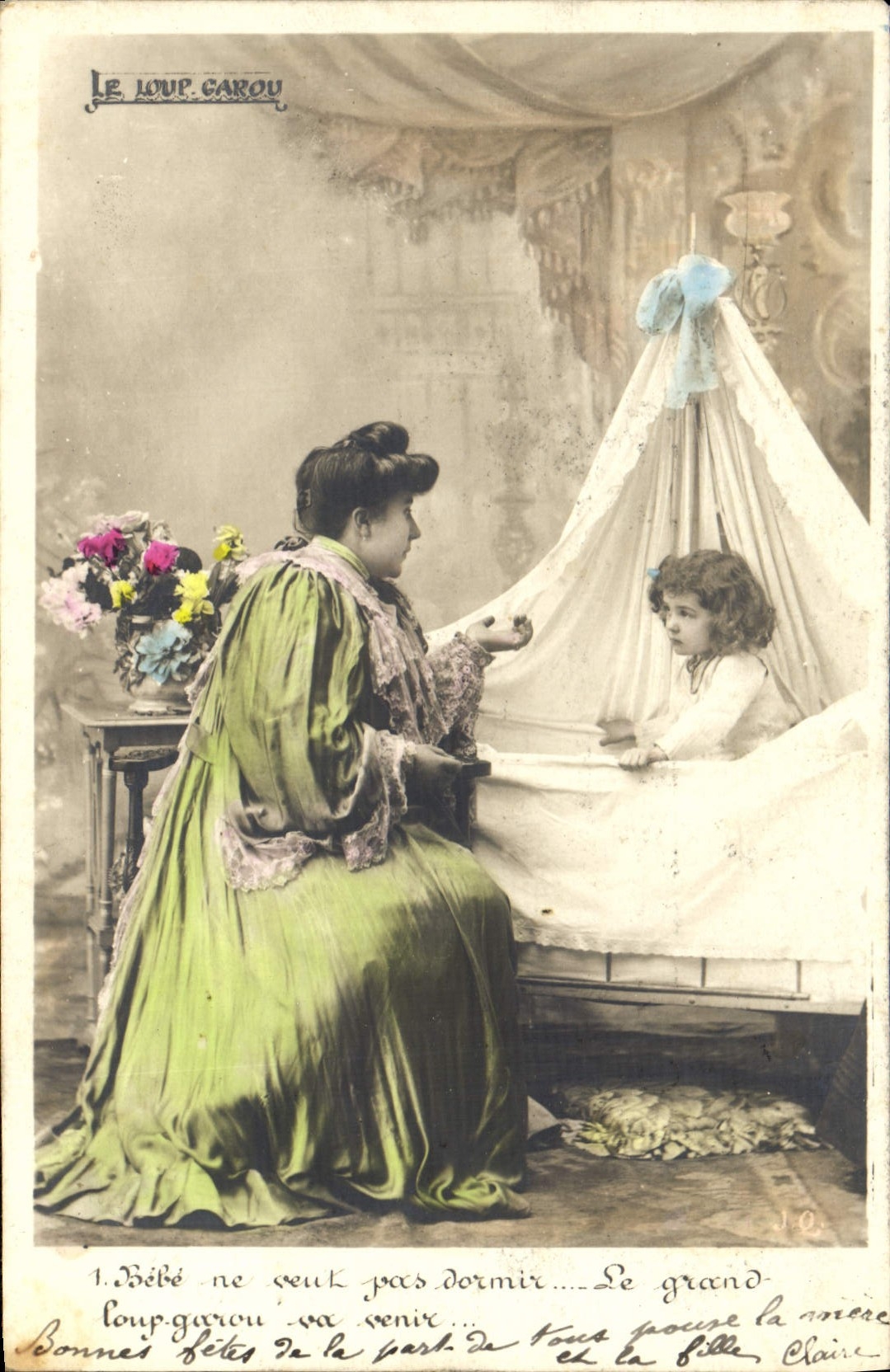 VINTAGE POSTCARD Fantasy Child wife the wolf garou