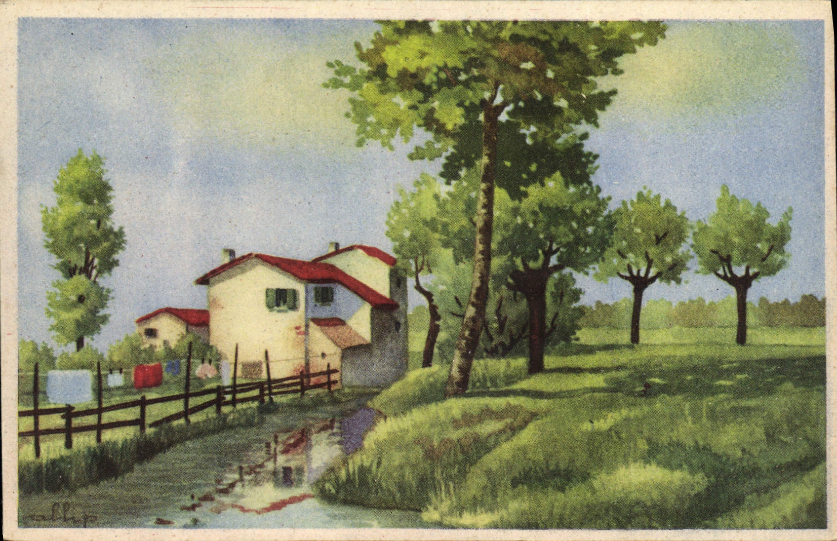 VINTAGE POSTCARD Illustrator House