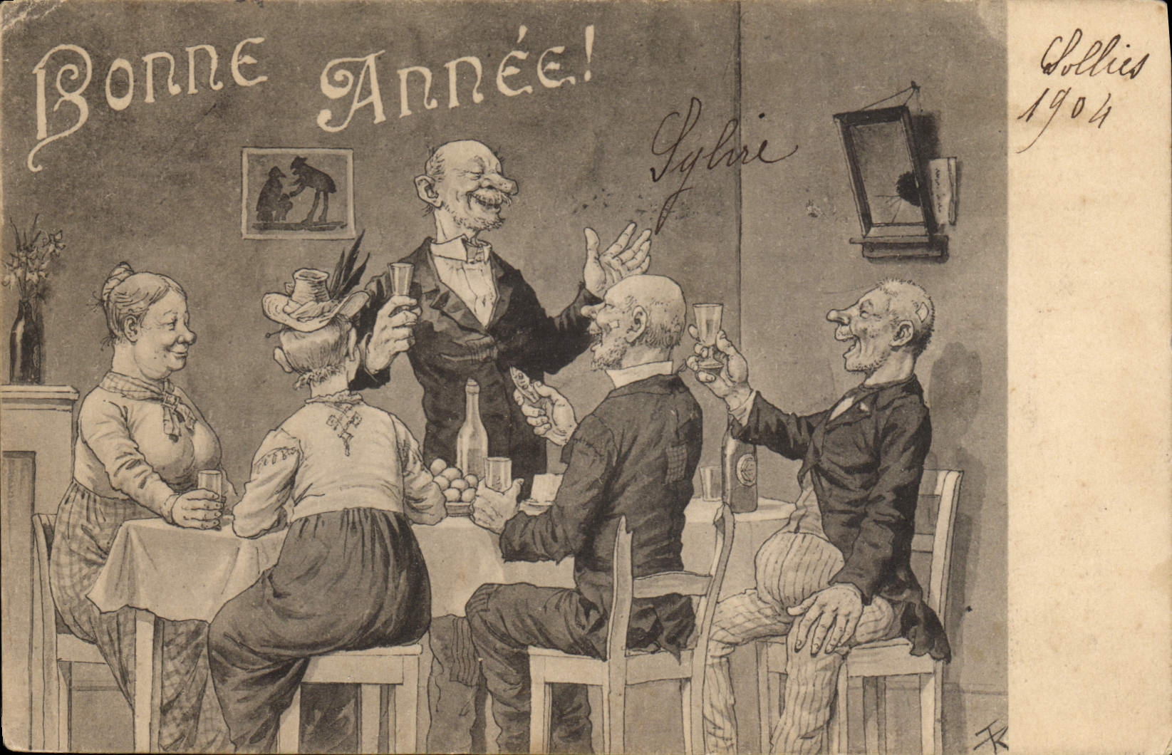 VINTAGE POSTCARD Illustrator Happy New Year