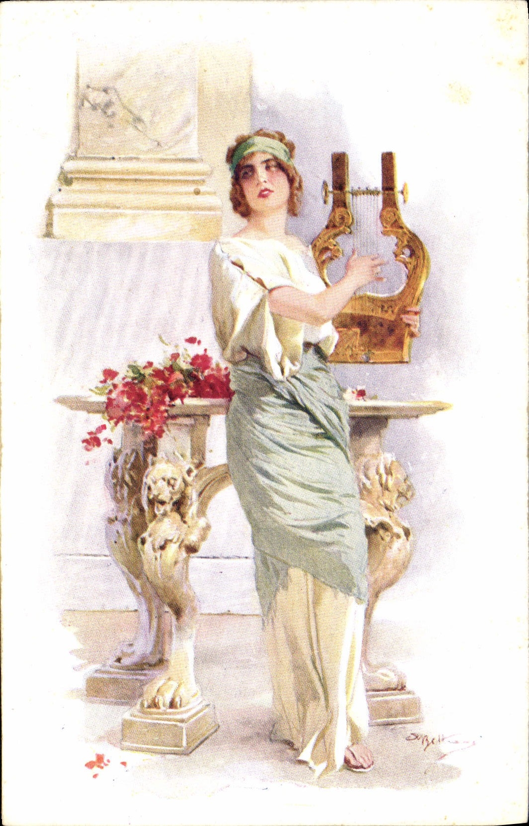 VINTAGE POSTCARD Illustrateur Woman Grips