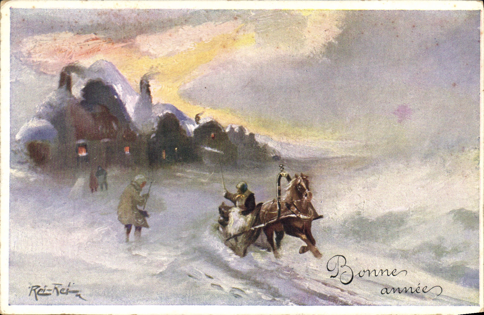 Caballo del birlocho del ilustrador de la POSTAL de la VENDIMIA