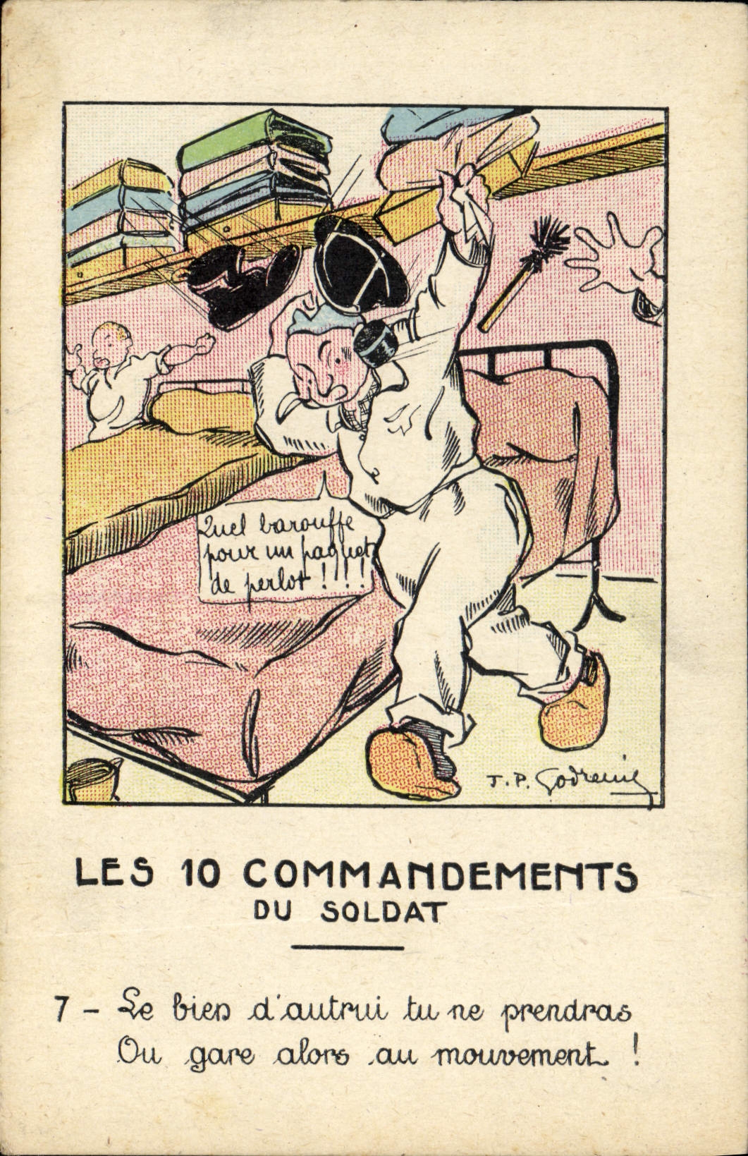 CPA Fantaisie Militaria Les 10 commandements du soldat Le bien d'autrui tu ne prendras 