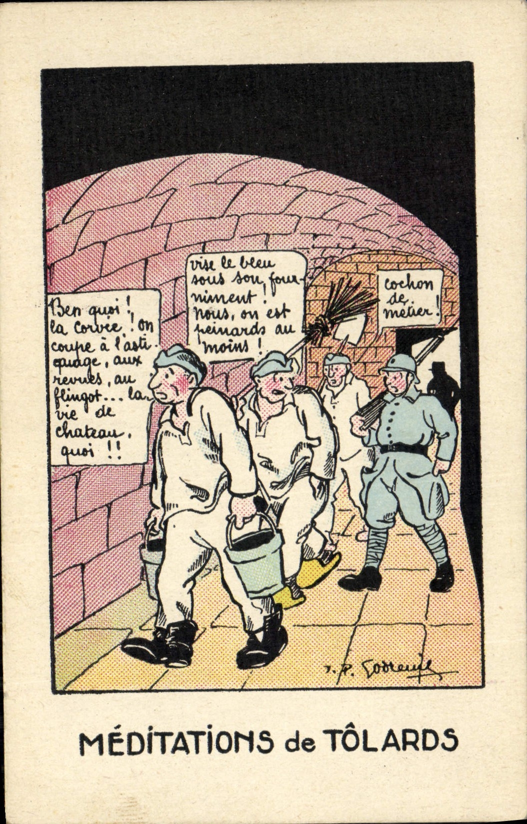 VINTAGE POSTCARD Fantasy Militaria Meditations of convicts