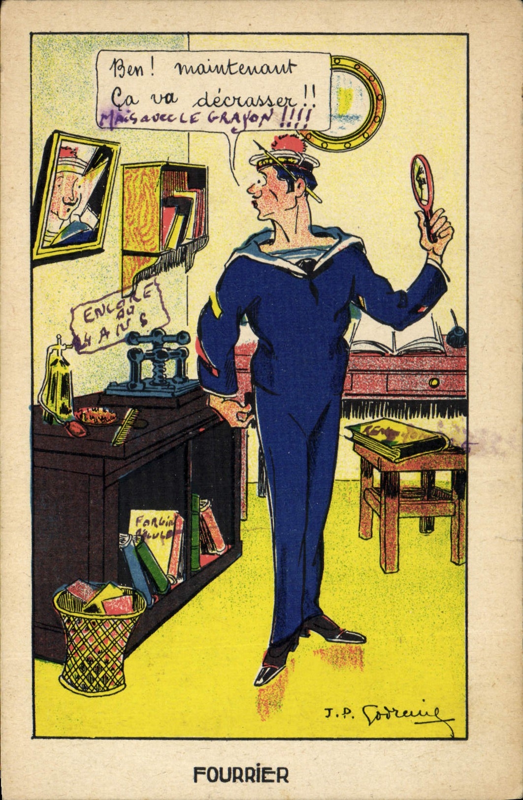 VINTAGE POSTCARD Fantasy Militaria Marine Furrier