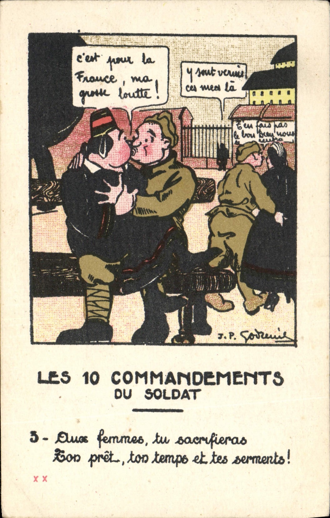 VINTAGE POSTCARD Militaria Fantasy 10 commands of the soldier