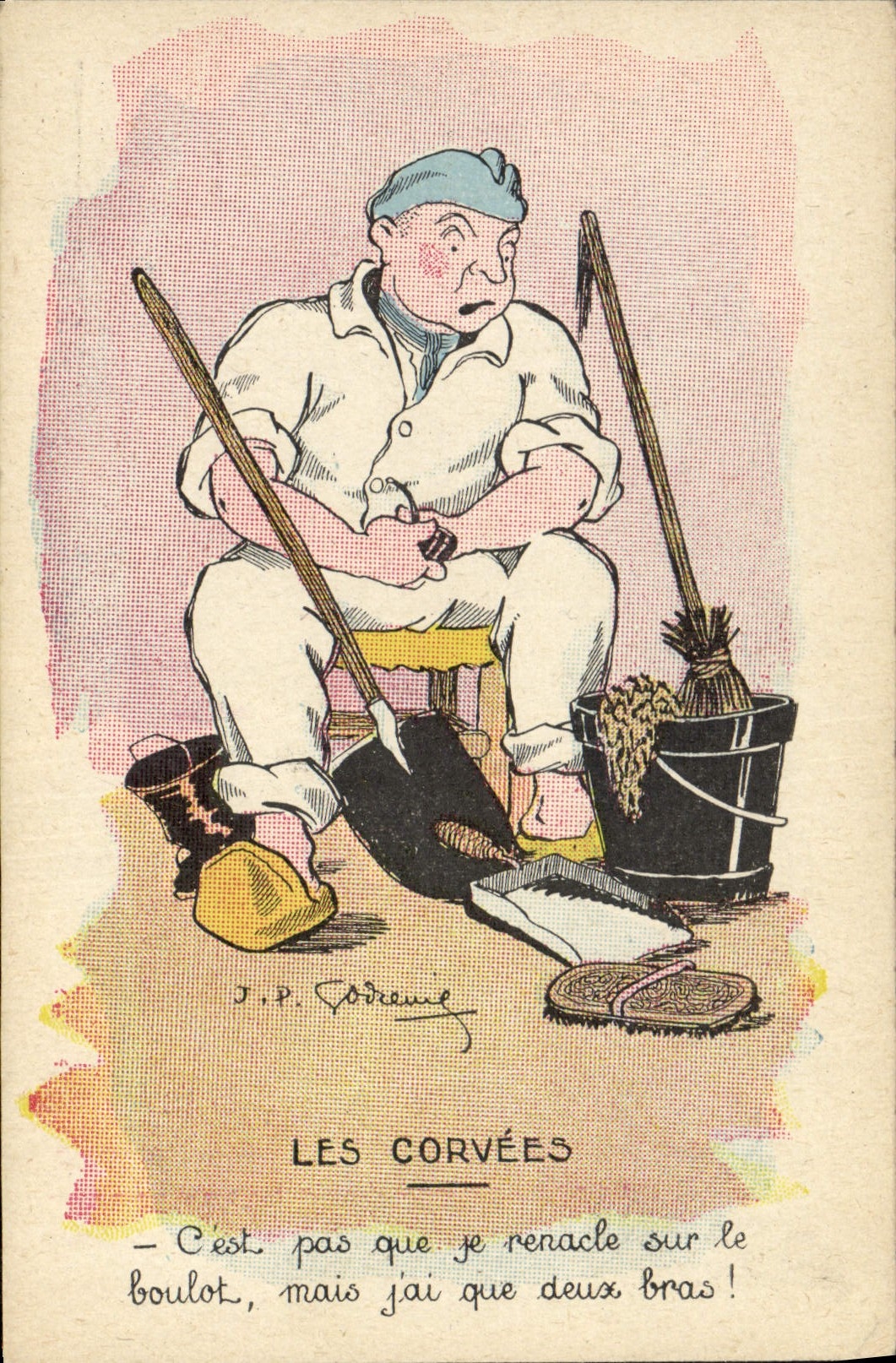 CPA Fantaisie Militaria Les corvees