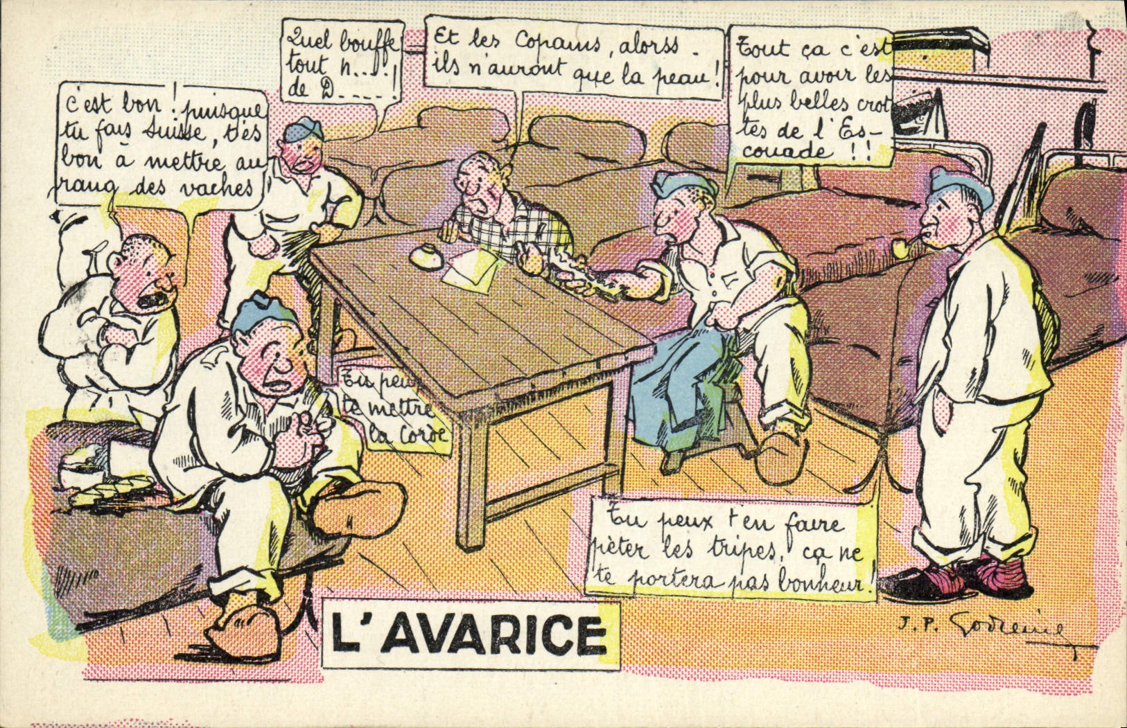 CPA Fantaisie Militaria L'avarice
