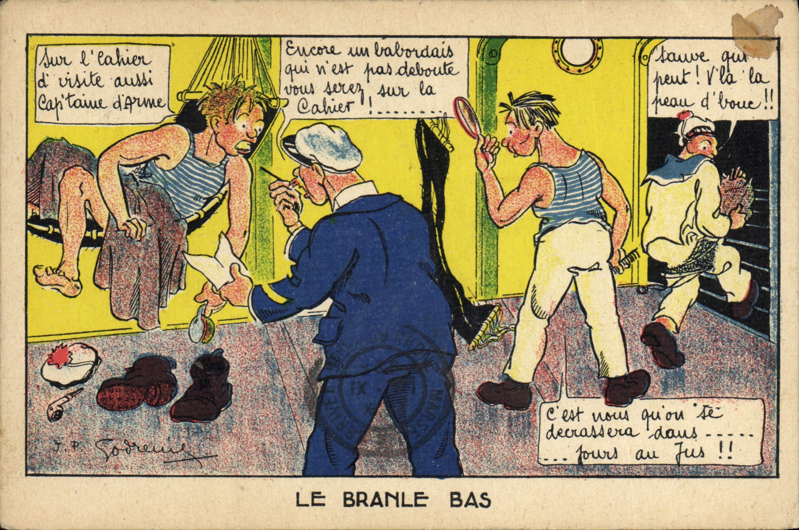 CPA Fantaisie Militaria Le branle bas Marins