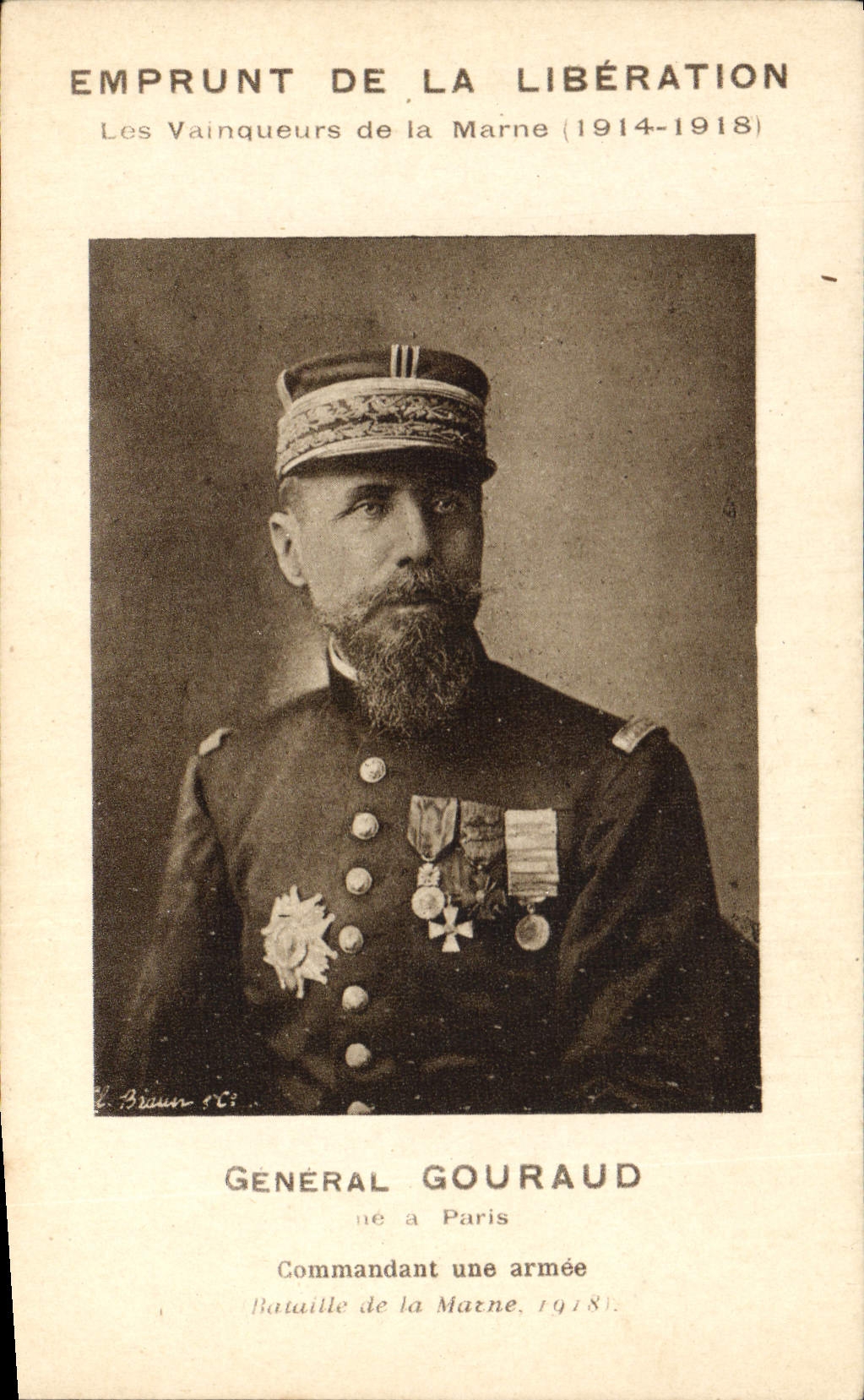 VINTAGE POSTCARD Fantasy Militaria General Loan of the Release Winners of the Marne Gouraud
