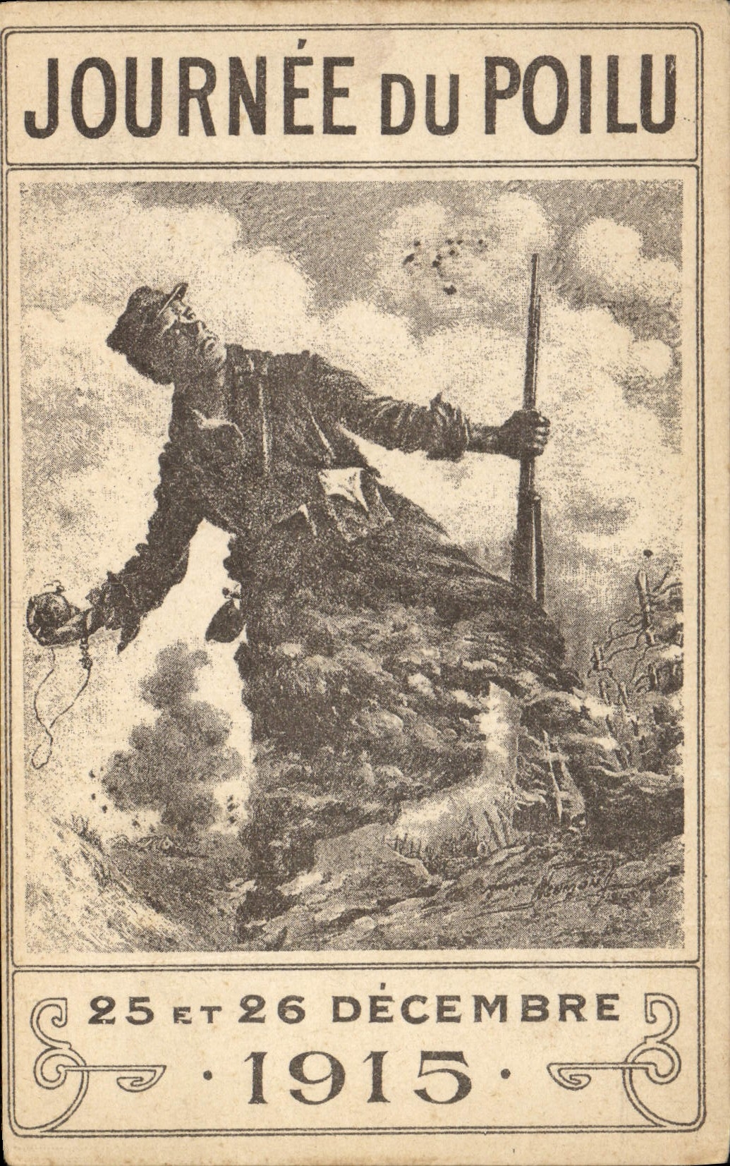 VINTAGE POSTCARD Fantasy Militaria Day of Hairy the December 25th and 26th 1915