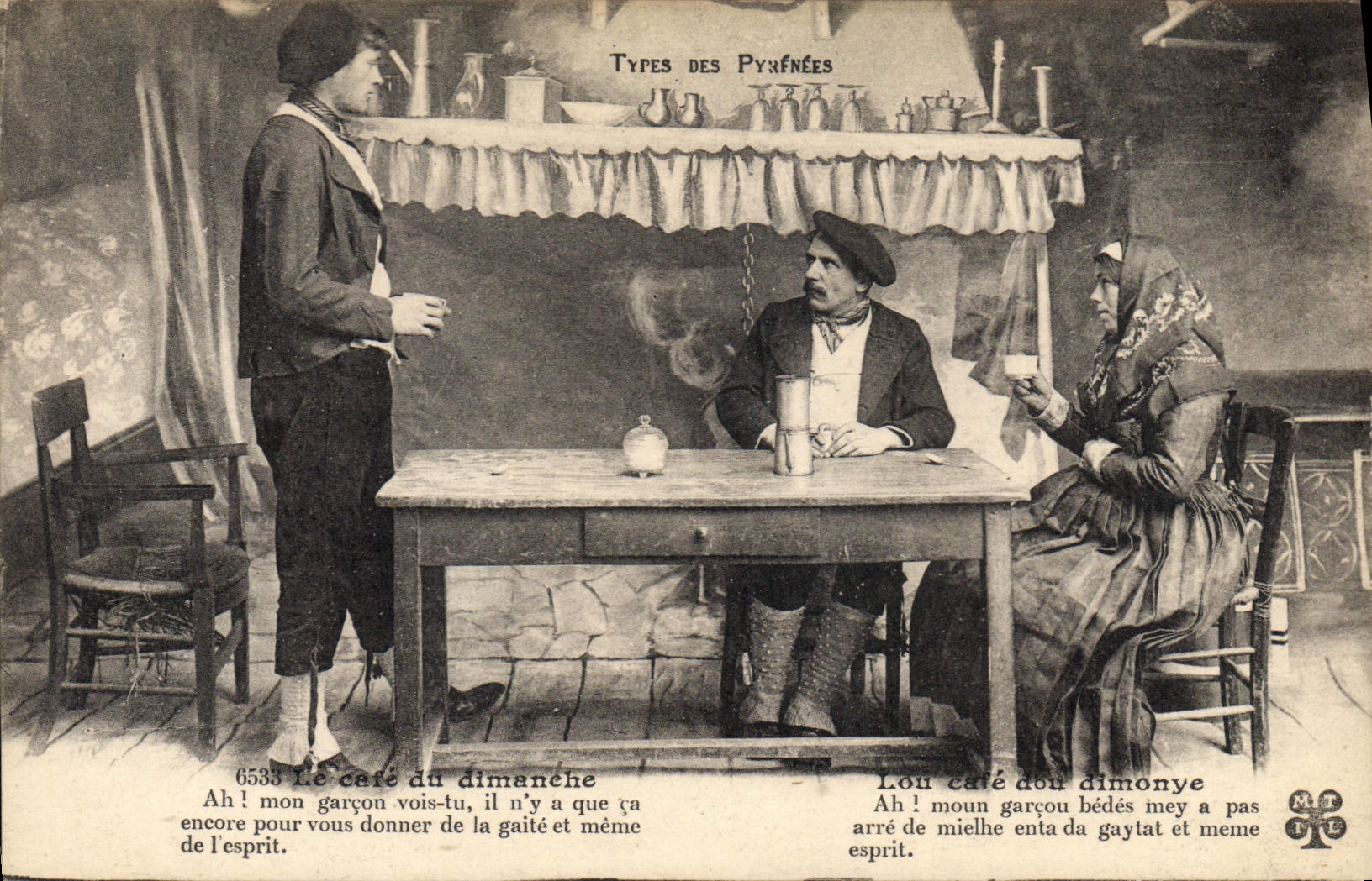 CPA Folklore Pyrenees Le cafe du dimanche 