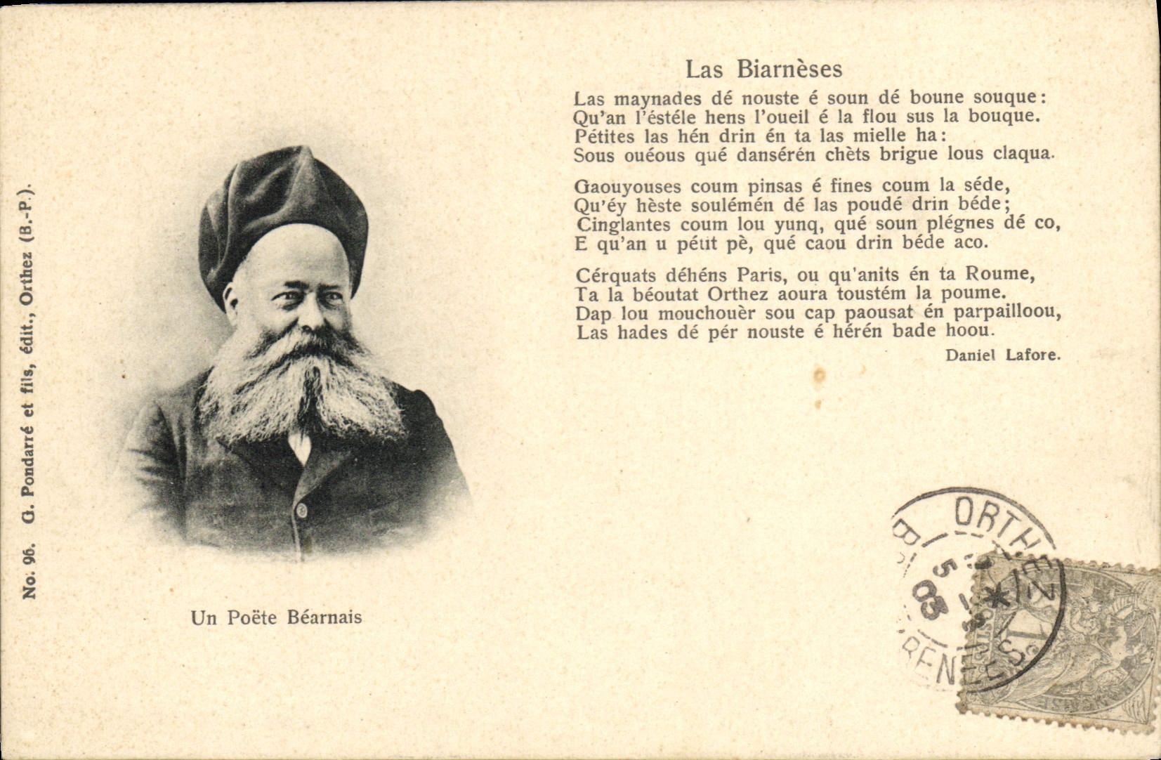 CPA Folklore Les Biarneses Un poete bearnais