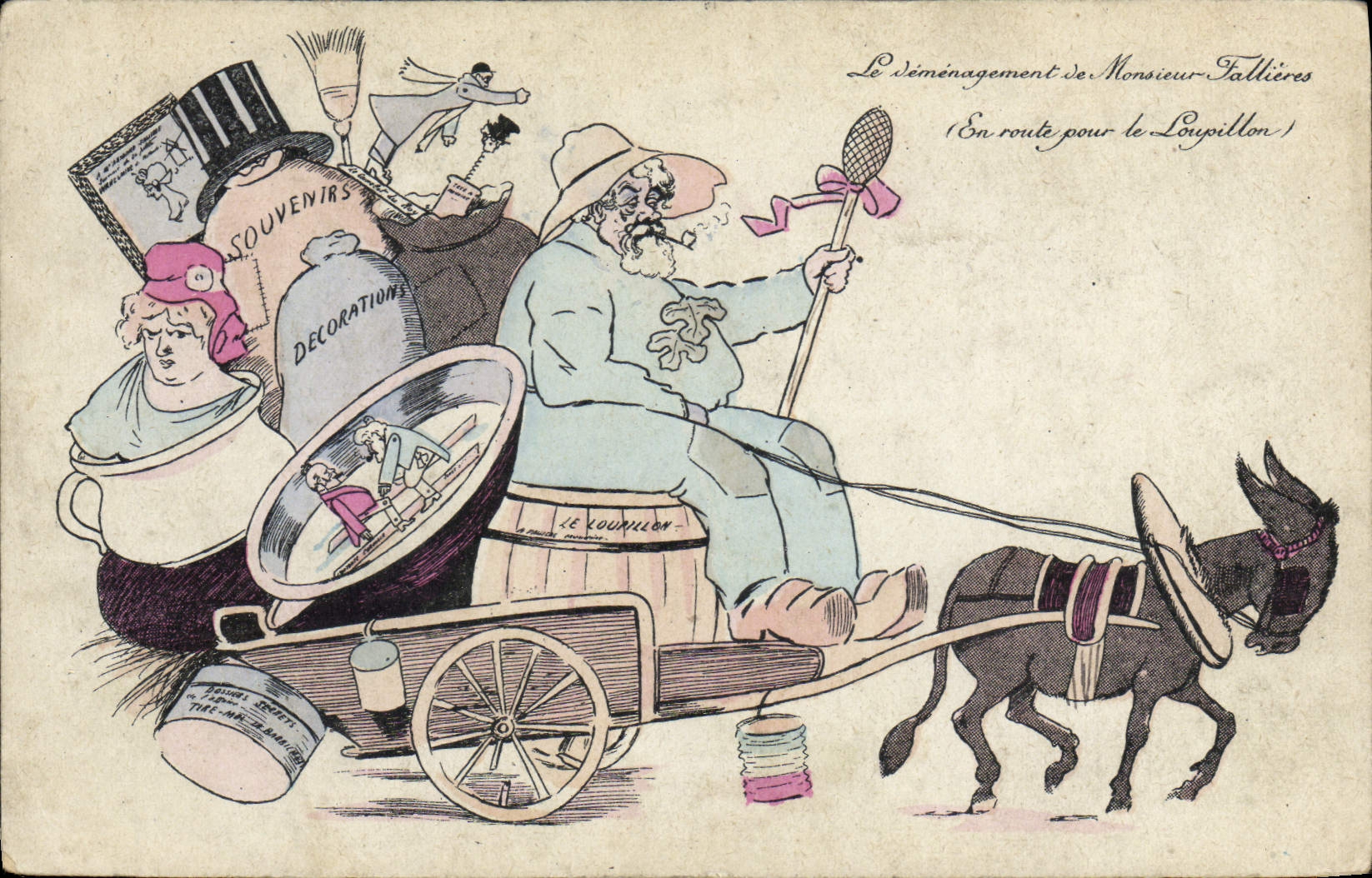 CPA Le demenagement de Monsieur Fallieres Ane Mule