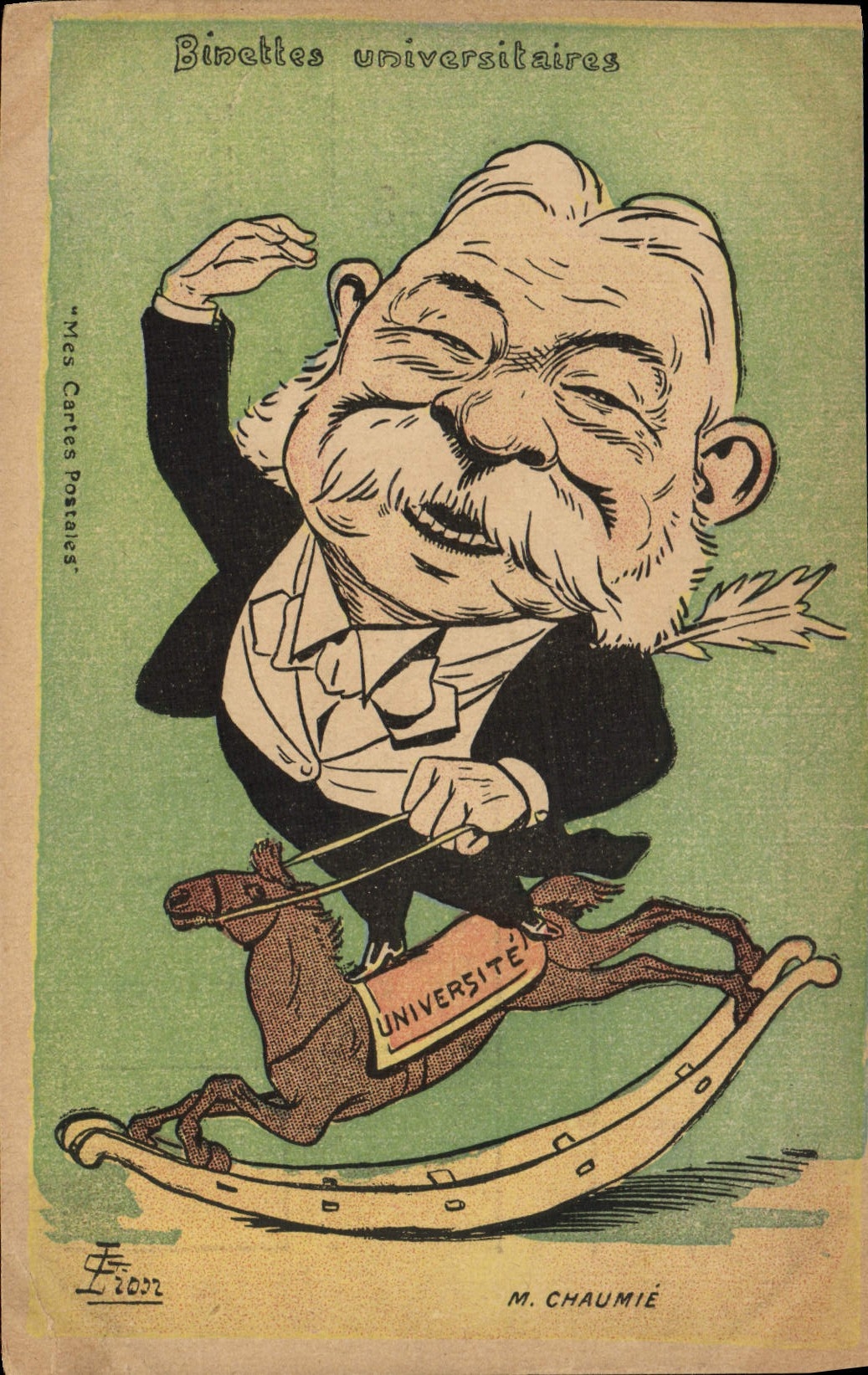 VINTAGE POSTCARD university Hoes Horse Mr. Chaumie