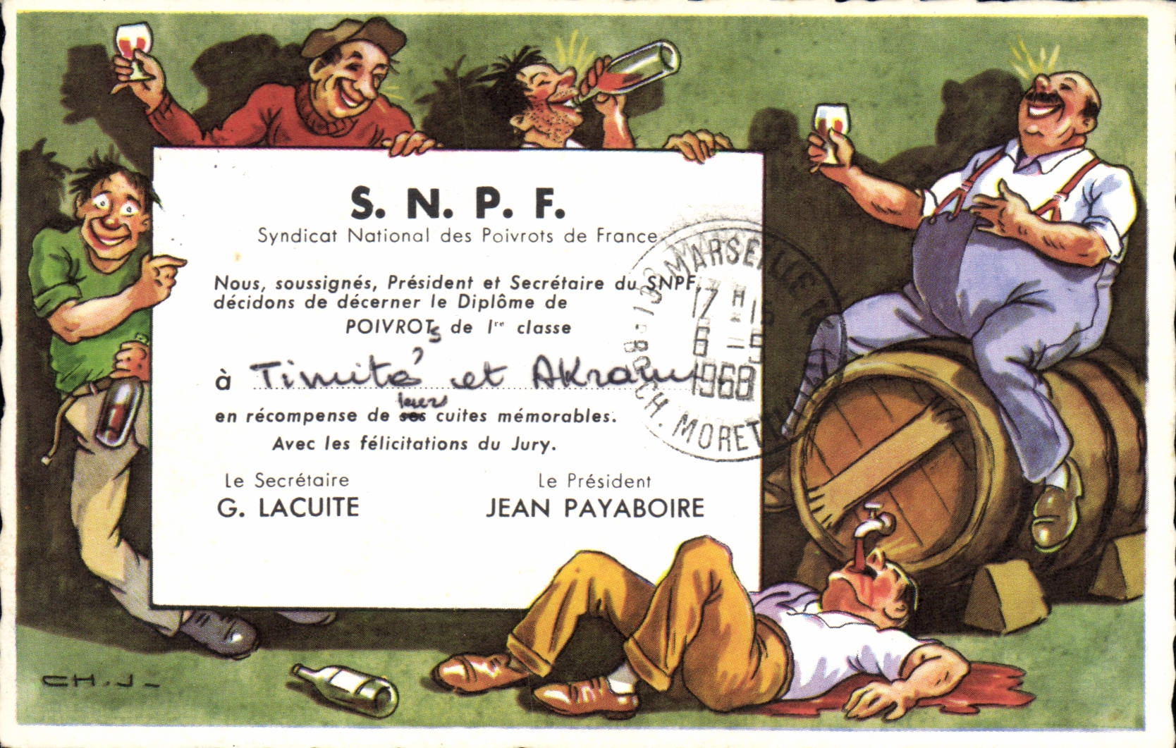 La POSTAL SNPF de la VENDIMIA empapa