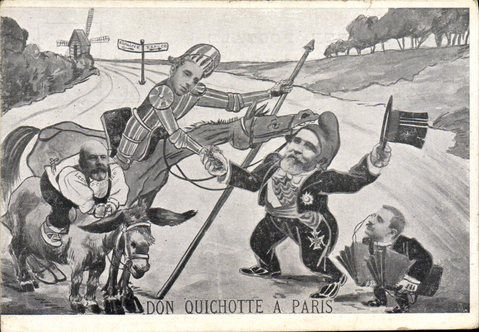 CPA Don Quichotte a Paris Ane Mule Alphonse XIII