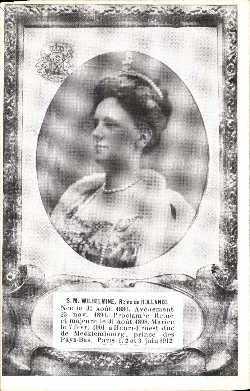 CPA SM Wilhelmine Reine de Hollande