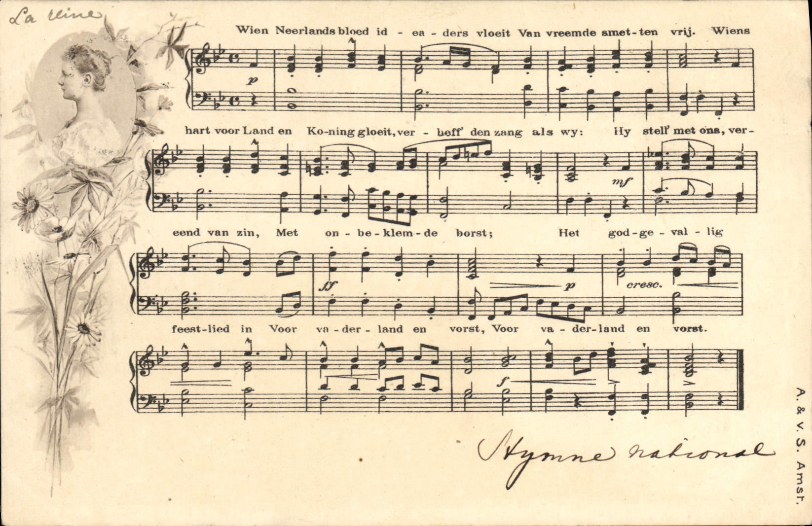 CPA Hymne National Reine des Pays Pas