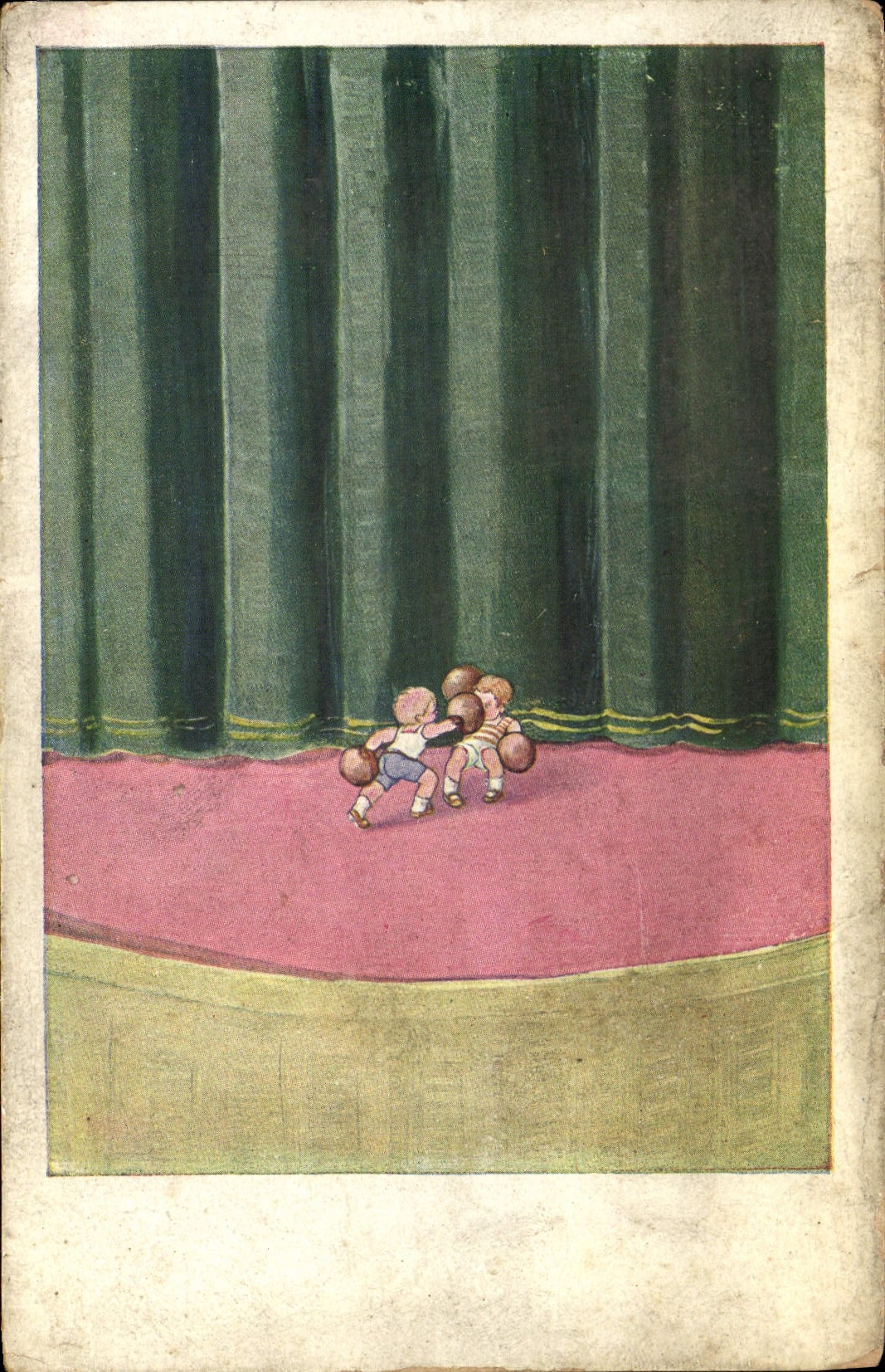 VINTAGE POSTCARD Enafnts Boxing