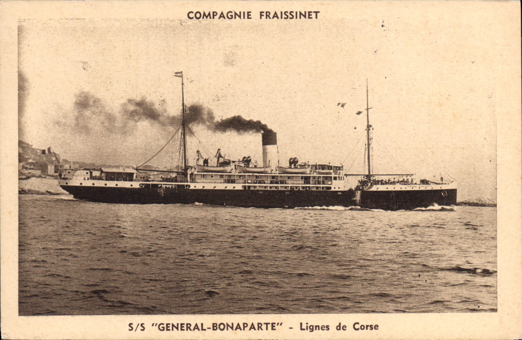 CPA Bateau Compagnie Fraissinet SS General Bonaparte Lignes de Corse Corsica
