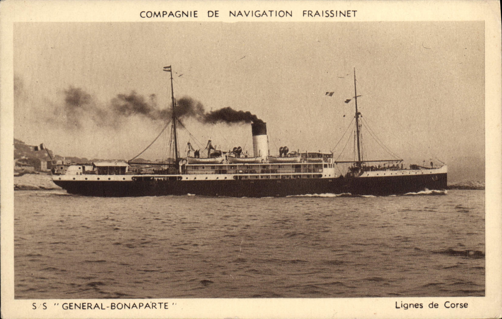 CPA Bateau Compagnie Fraissinet SS General Bonaparte Lignes de Corse Corsica