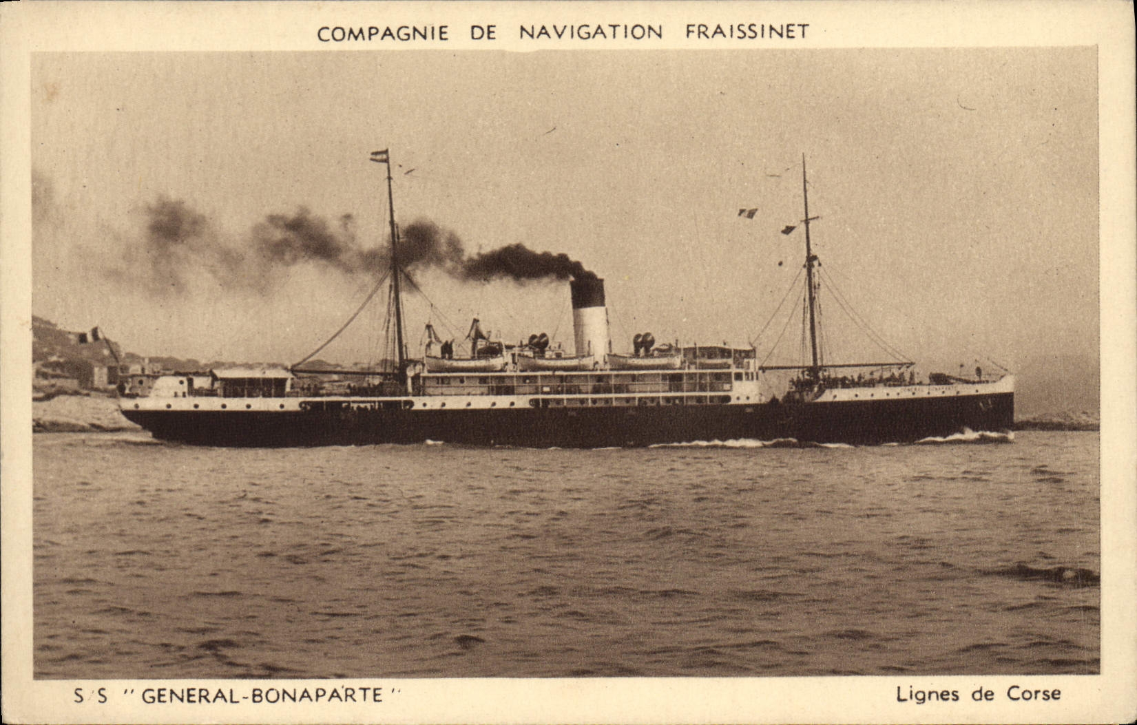 CPA Bateau Compagnie Fraissinet SS General Bonaparte Lignes de Corse Corsica