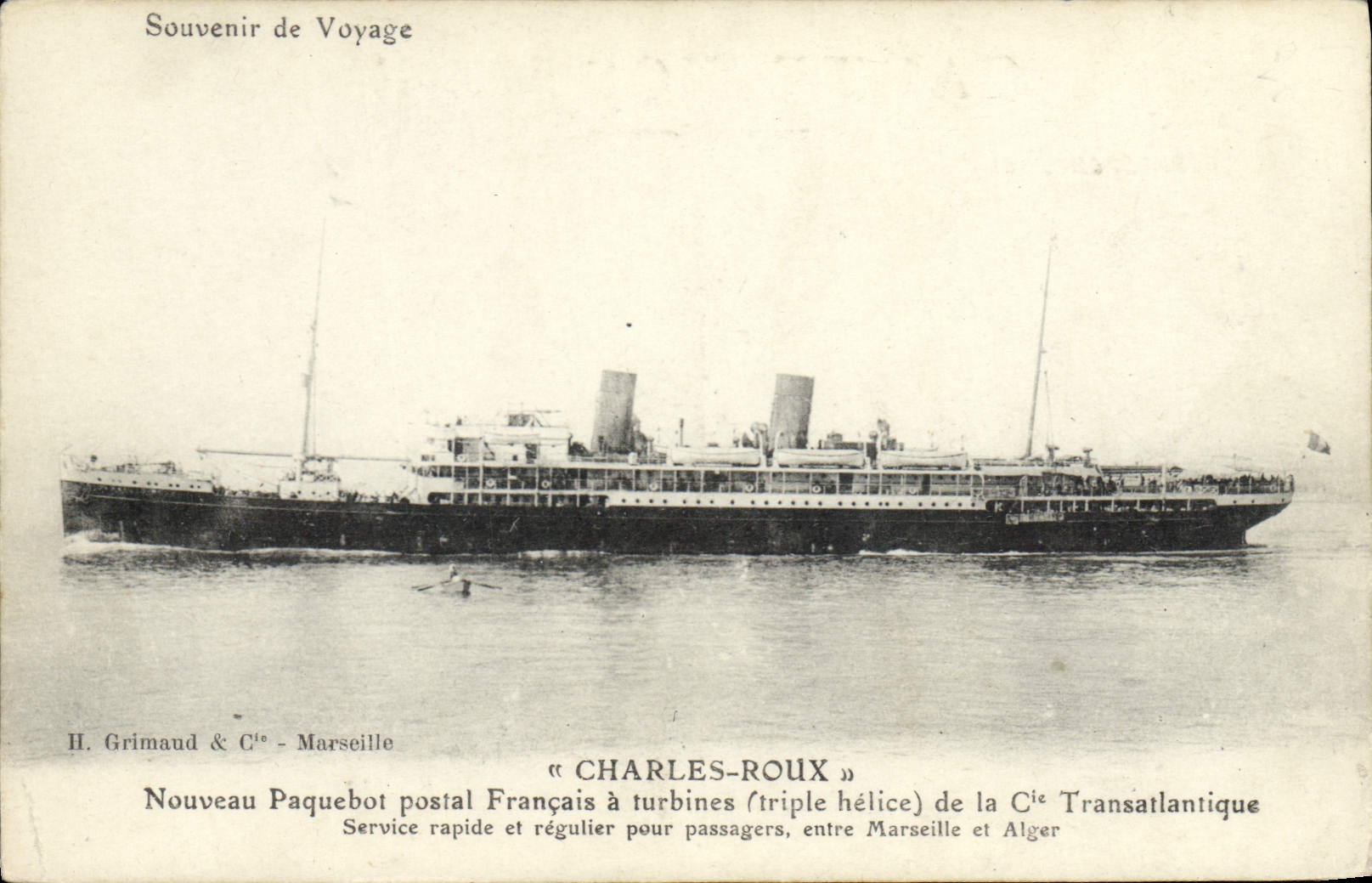 CPA Bateau Charles Roux Nouveau Paquebot postal francais a turbines de la Cie Transatlantique