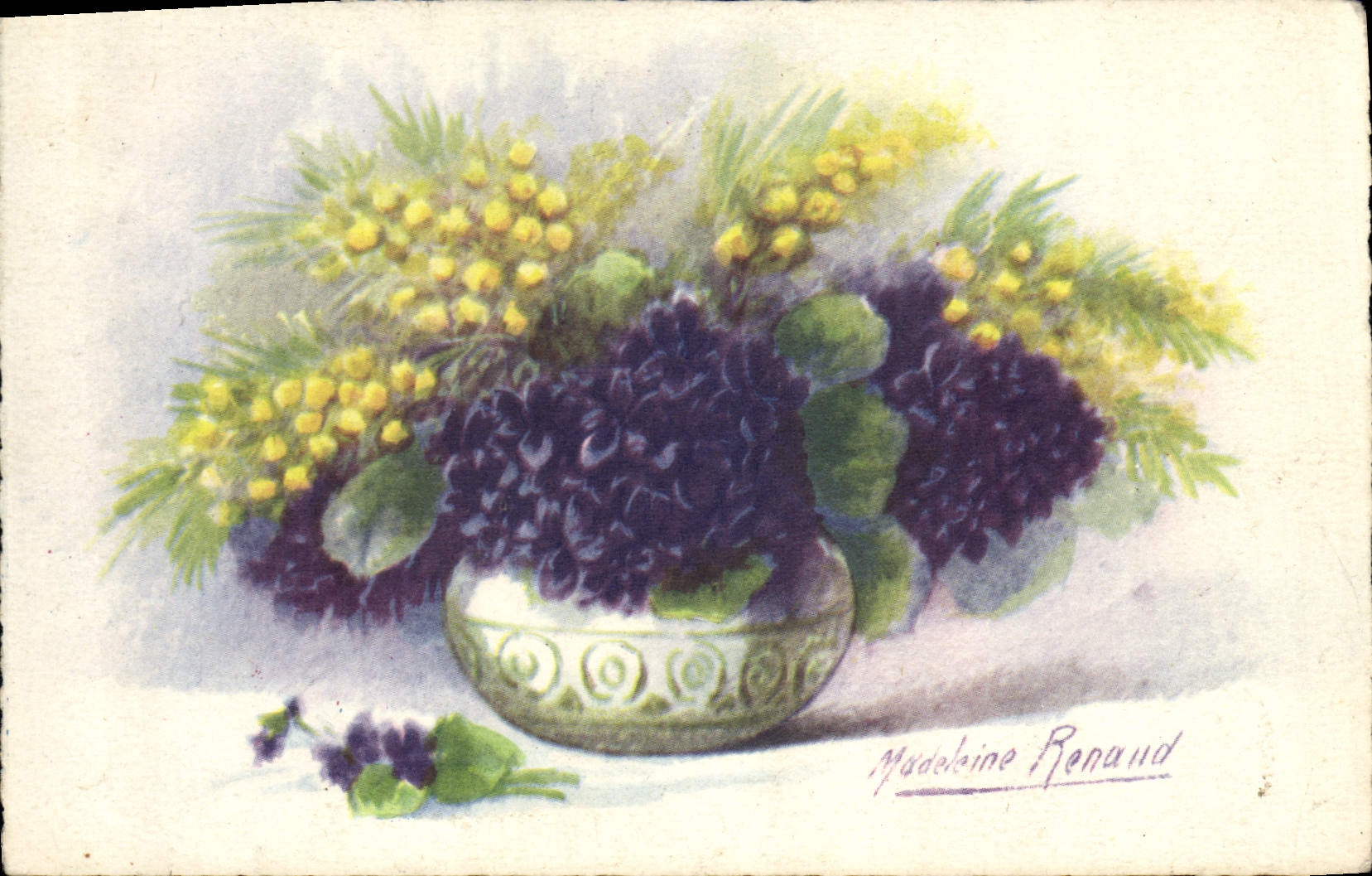 VINTAGE POSTCARD Fantasy Illustrator Flowers Madeleine Renaud