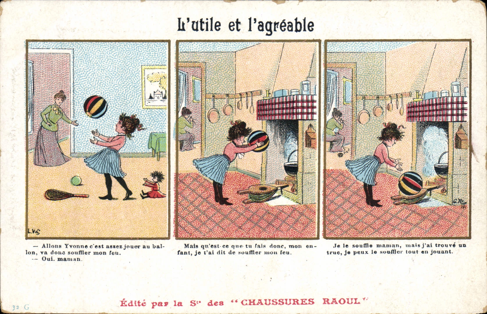 VINTAGE POSTCARD Fantasy Illustrator the useful one and the pleasant Child Shoes Raoul Street Alsace Toulouse