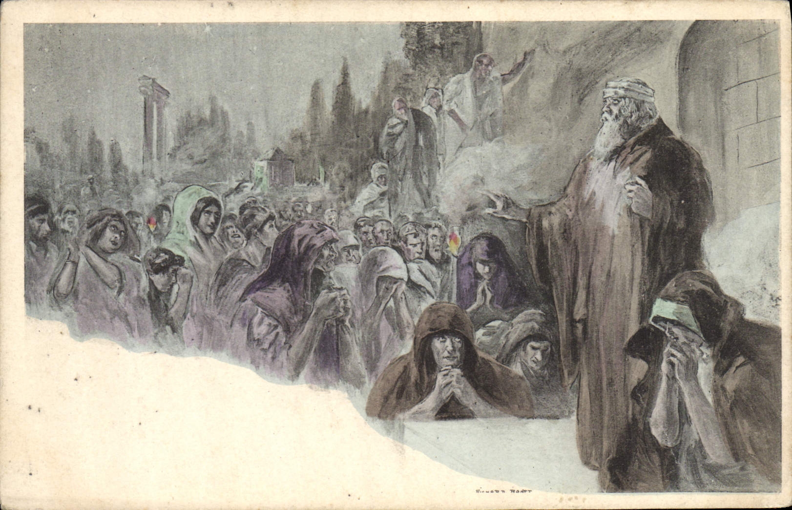 VINTAGE POSTCARD Fantasy Illustrator Rome Preacher