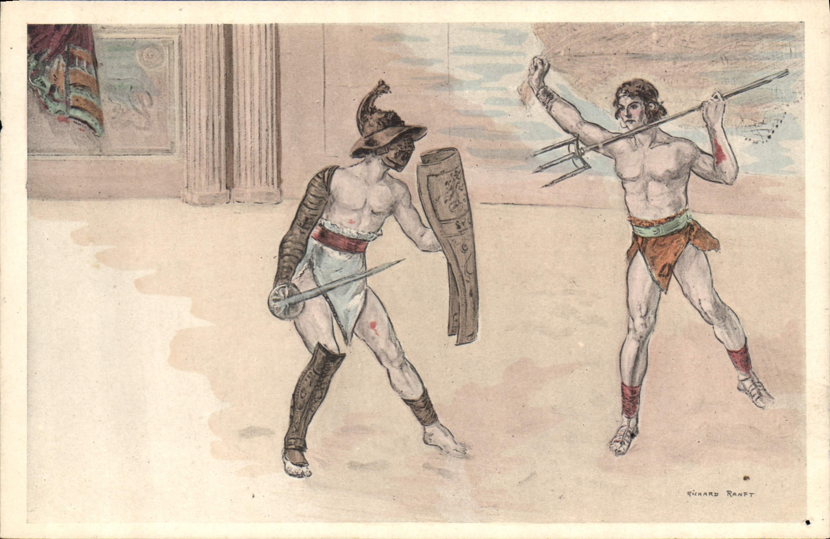 CPA Fantaisie Illustrateur Gladiateur Rome