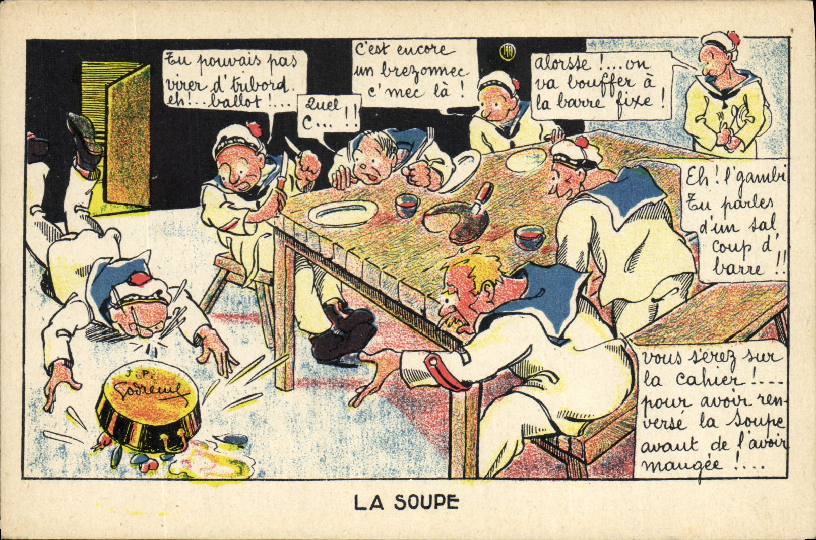 VINTAGE POSTCARD Militaria Sailors soup