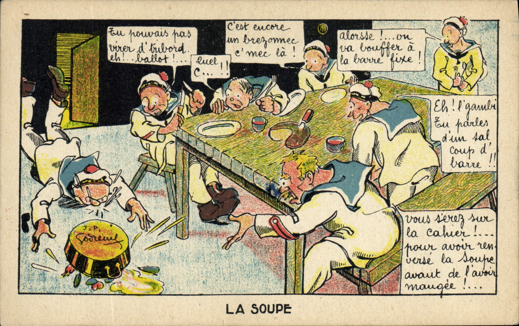 CPA Militaria Marins La soupe