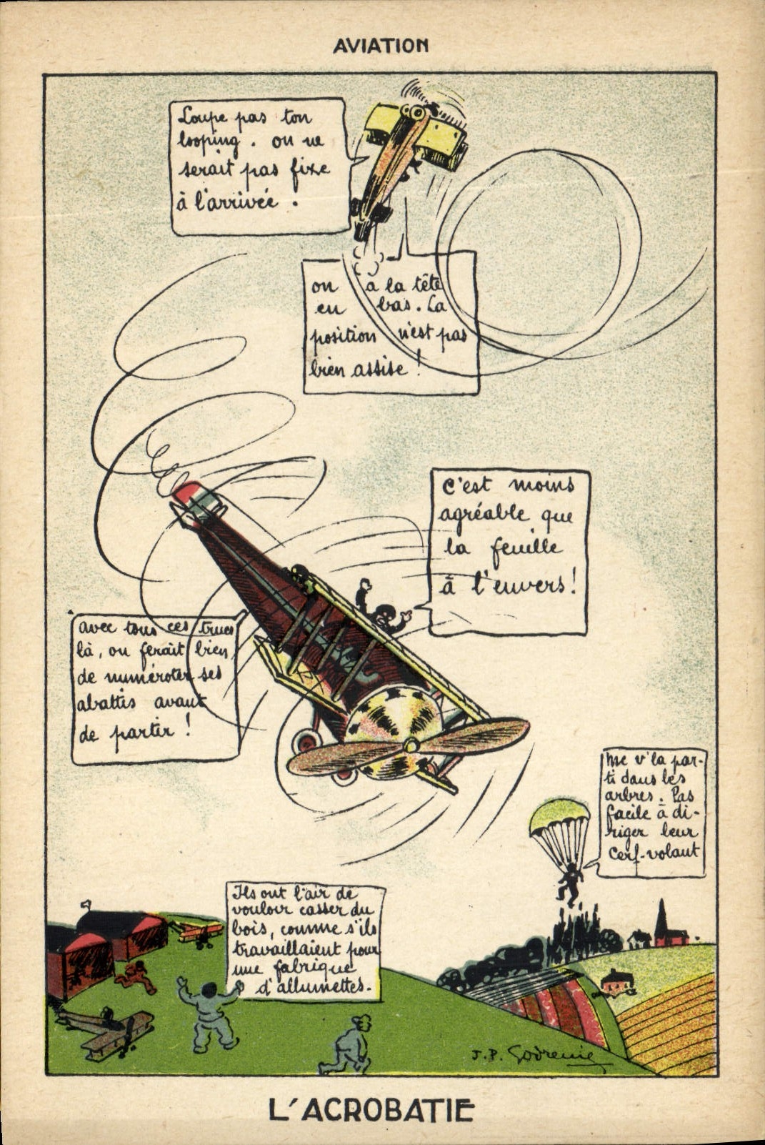 CPA Militaria Avion Aviation L'acrobatie 