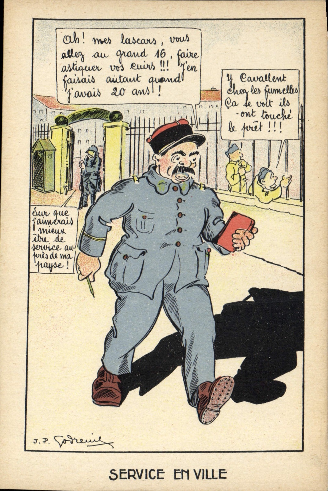 VINTAGE POSTCARD Militaria Service downtown