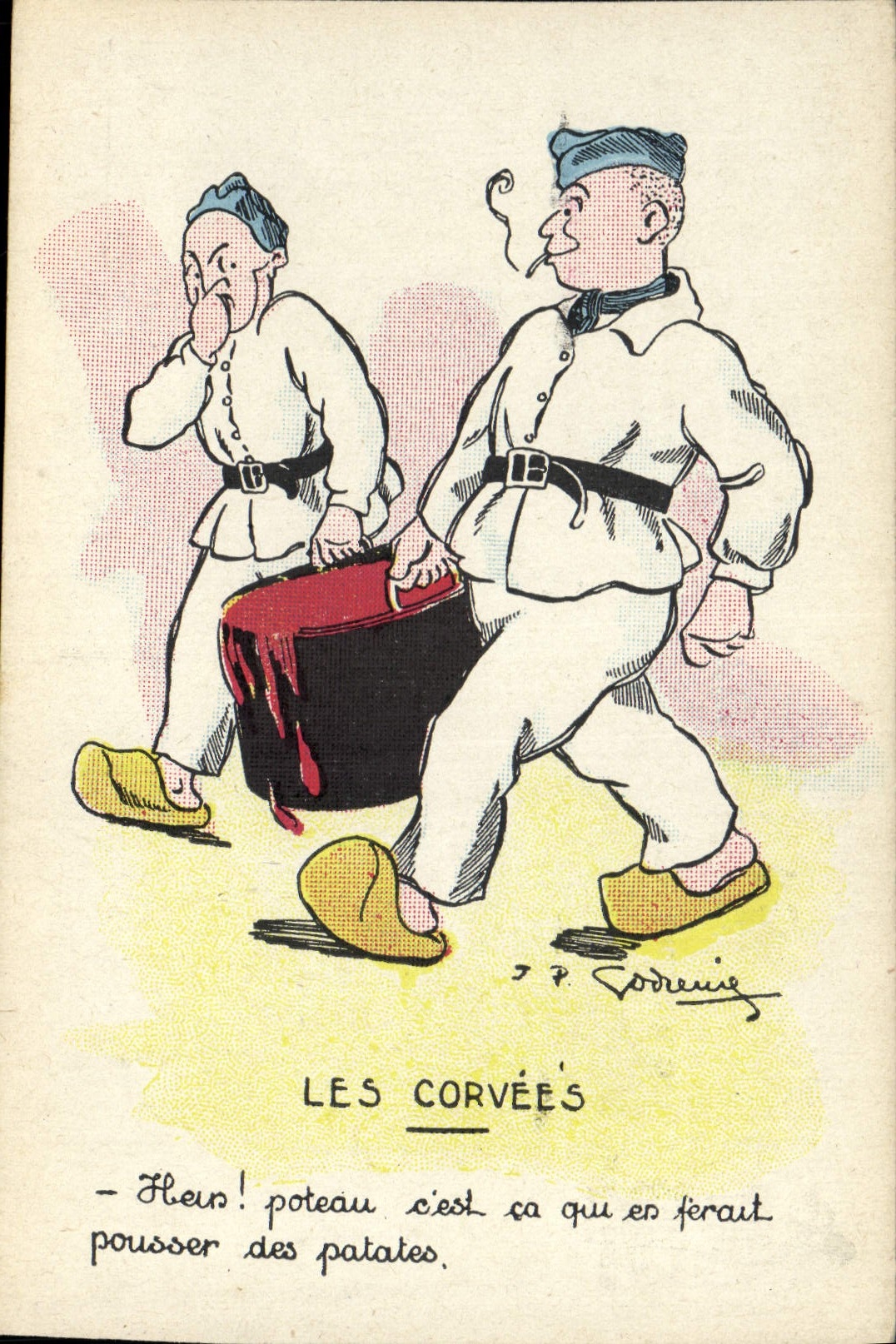 CPA Militaria Les corvees