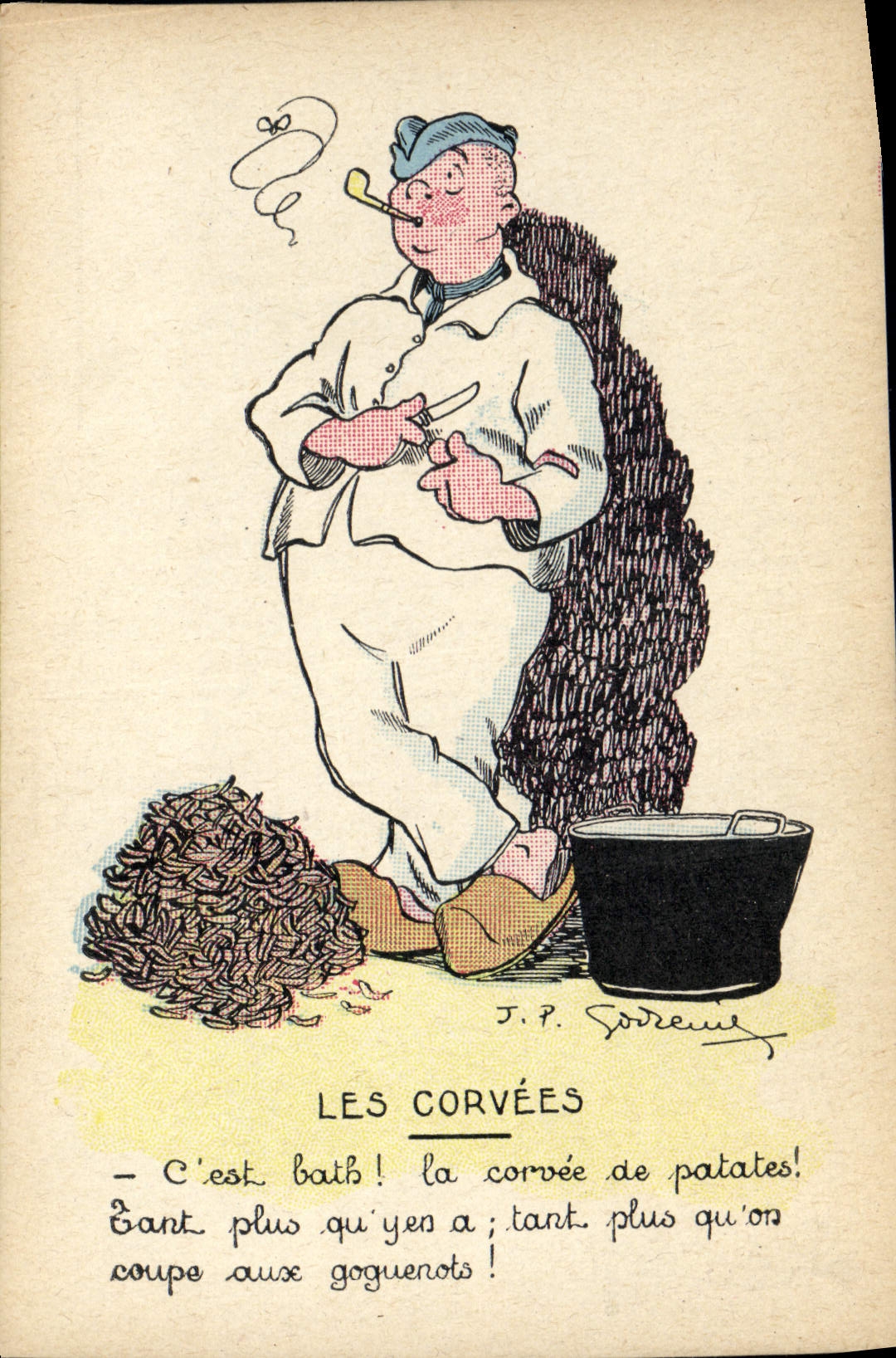 CPA Militaria Les corvees