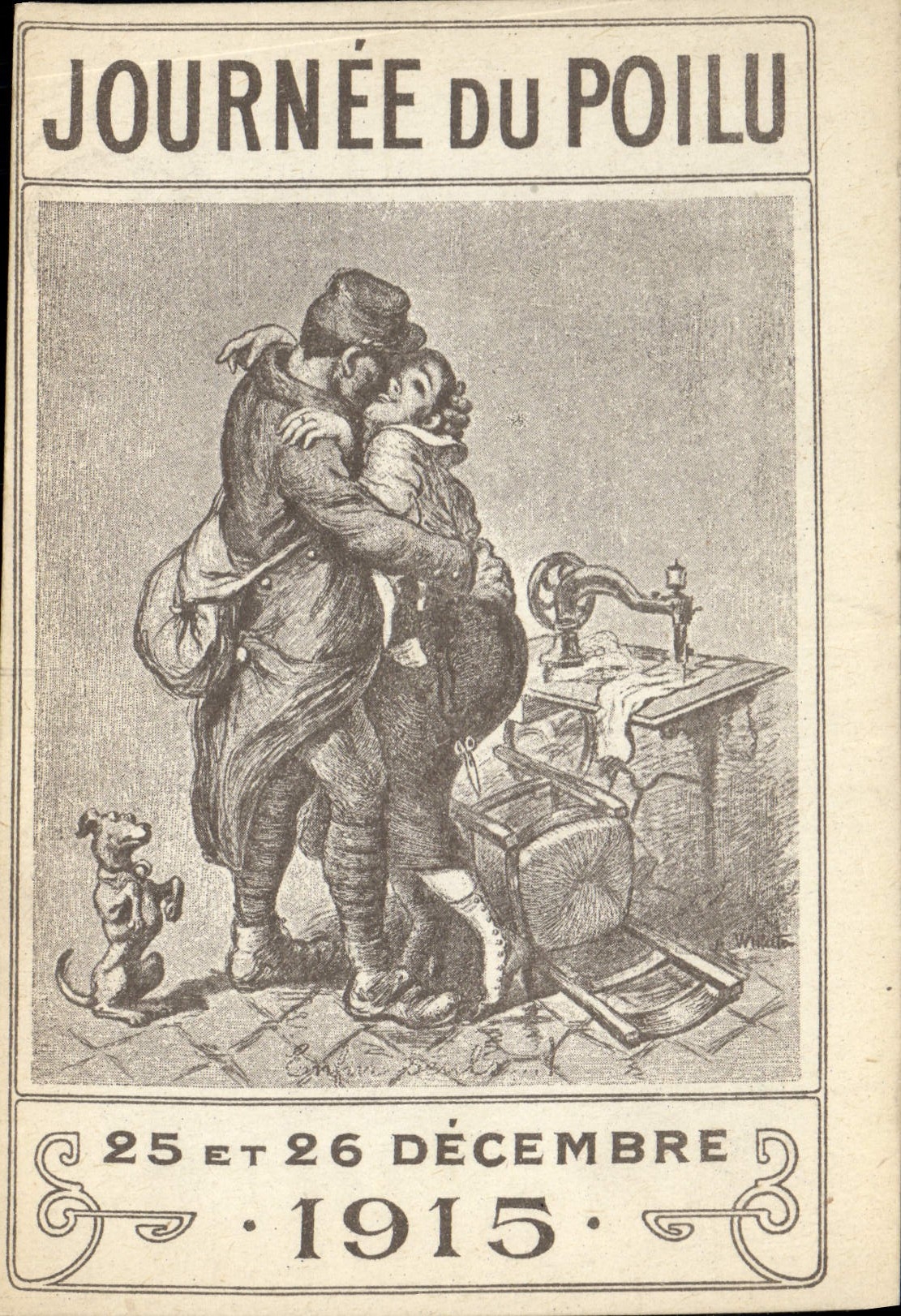 VINTAGE POSTCARD Militaria Day of Hairy the December 25th and 26th 1915 Dog