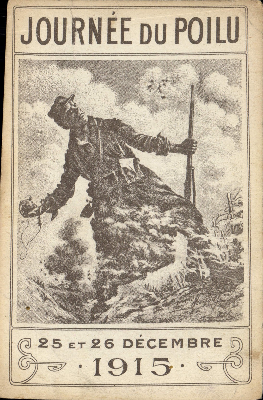 VINTAGE POSTCARD Militaria Day of the hairy 1915