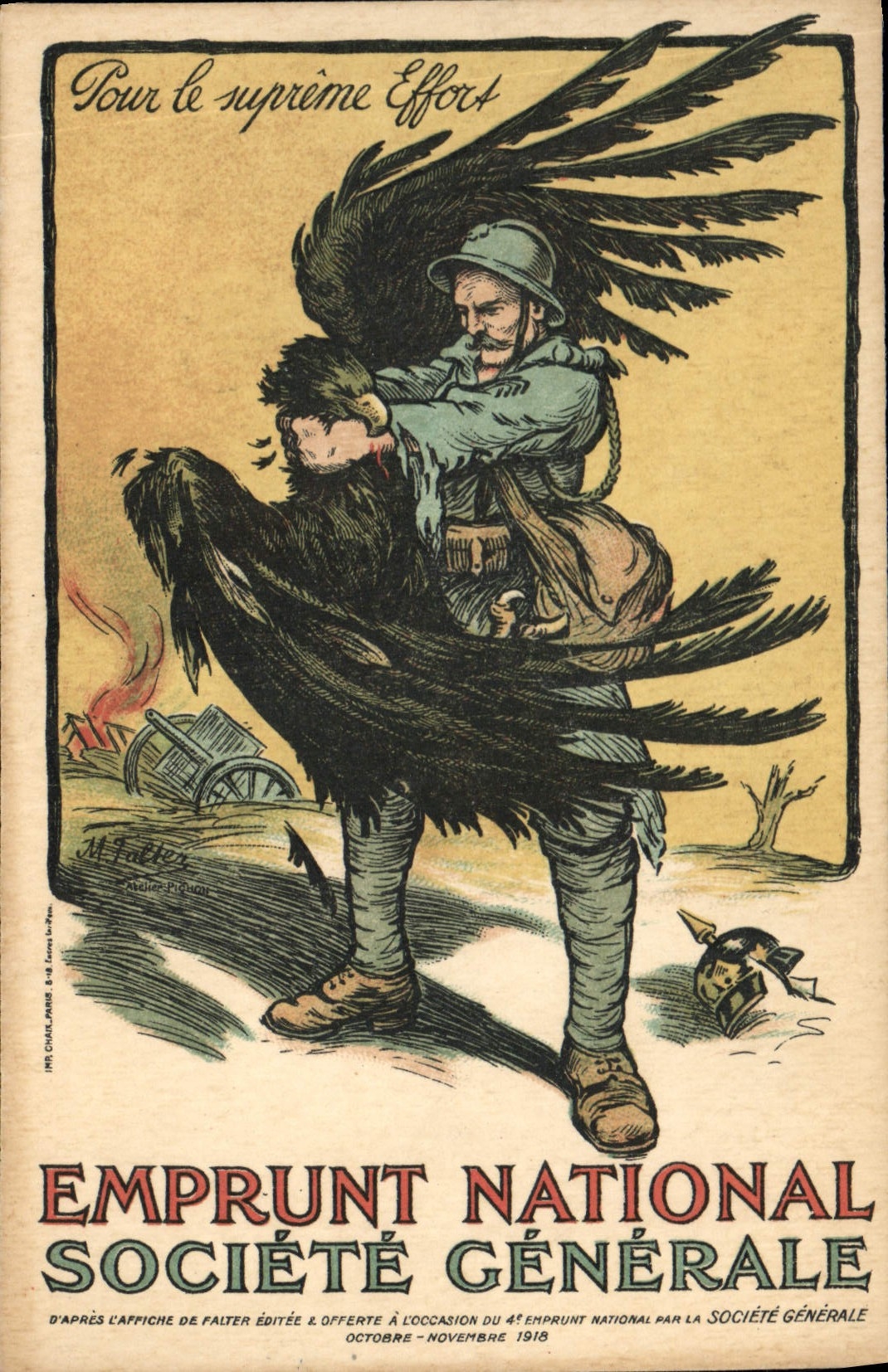 VINTAGE POSTCARD Militaria National loan General society Eagle TOP