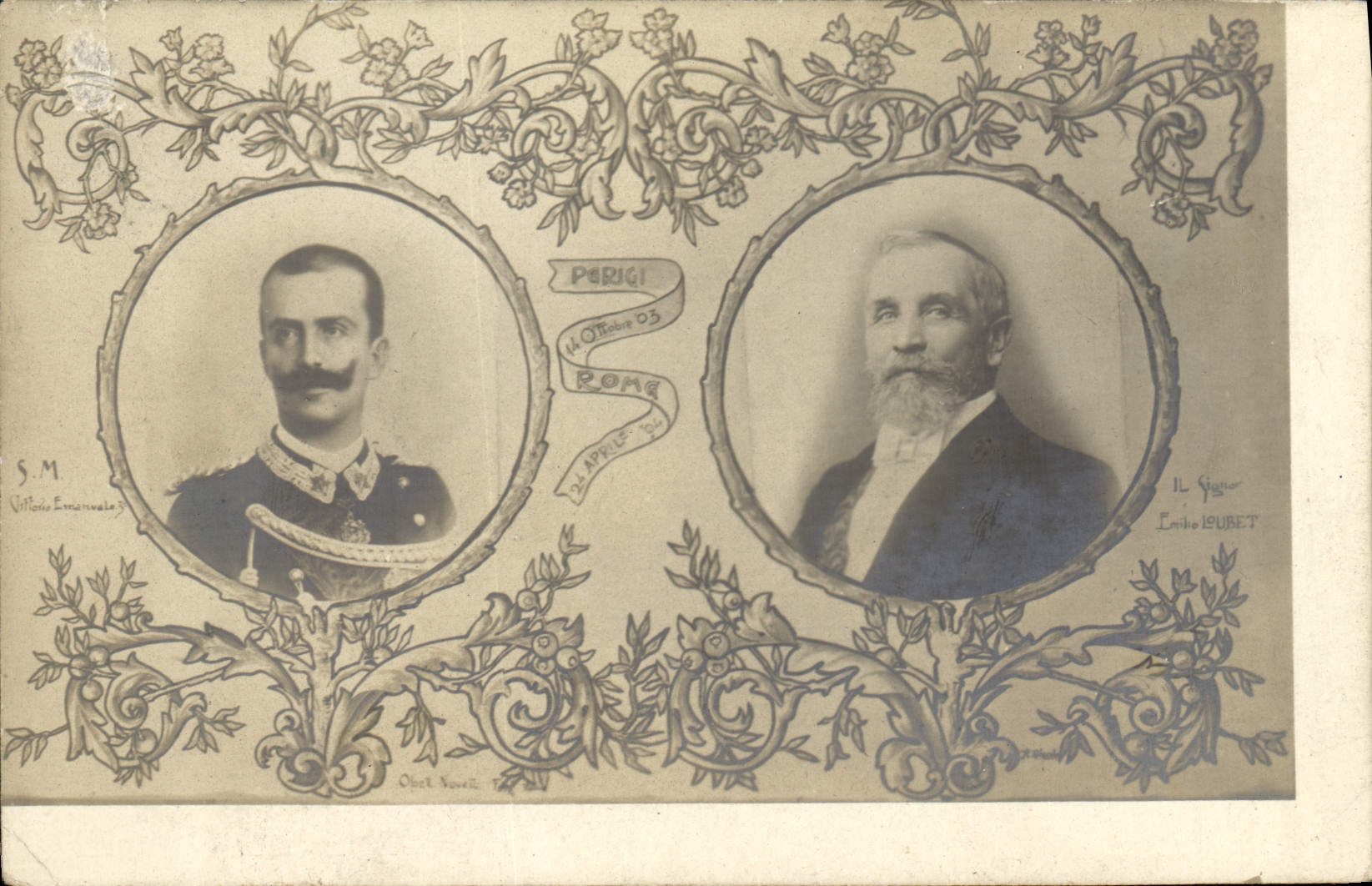 VINTAGE POSTCARD Vittorio Emanuelle III Loubet