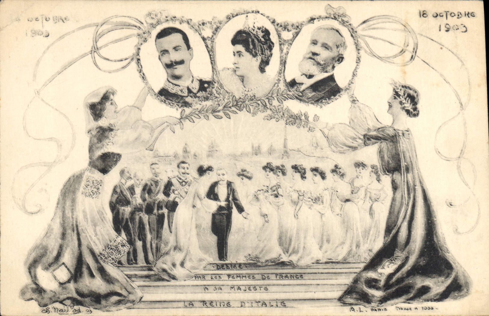 CPA 18 octobre 1903 Reine d'Italie