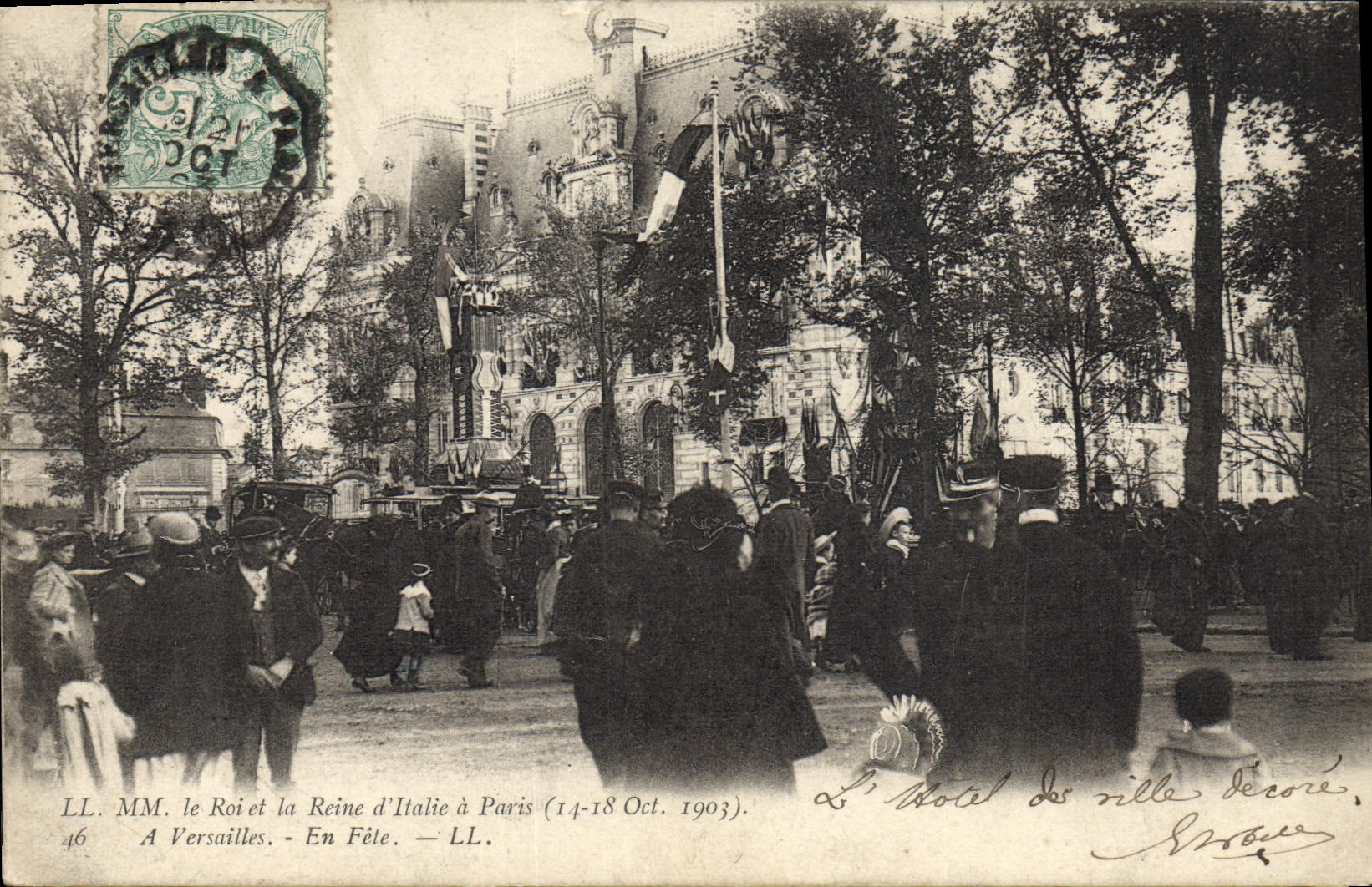VINTAGE POSTCARD MM the king and the queen of Italy has Paris has Versailles In festival