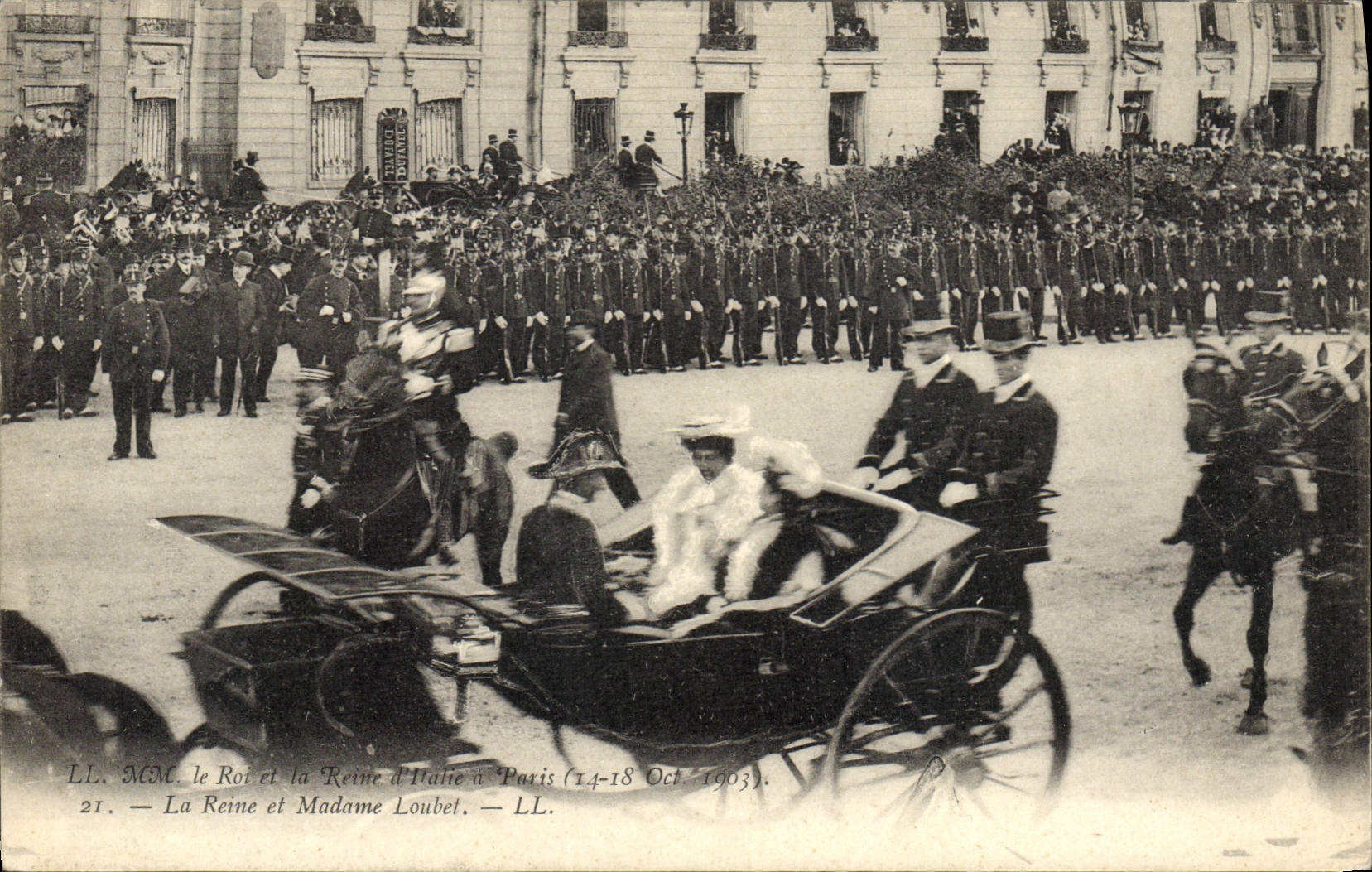 VINTAGE POSTCARD MM the king and the queen of Italy has Paris the queen and Mrs Loubet