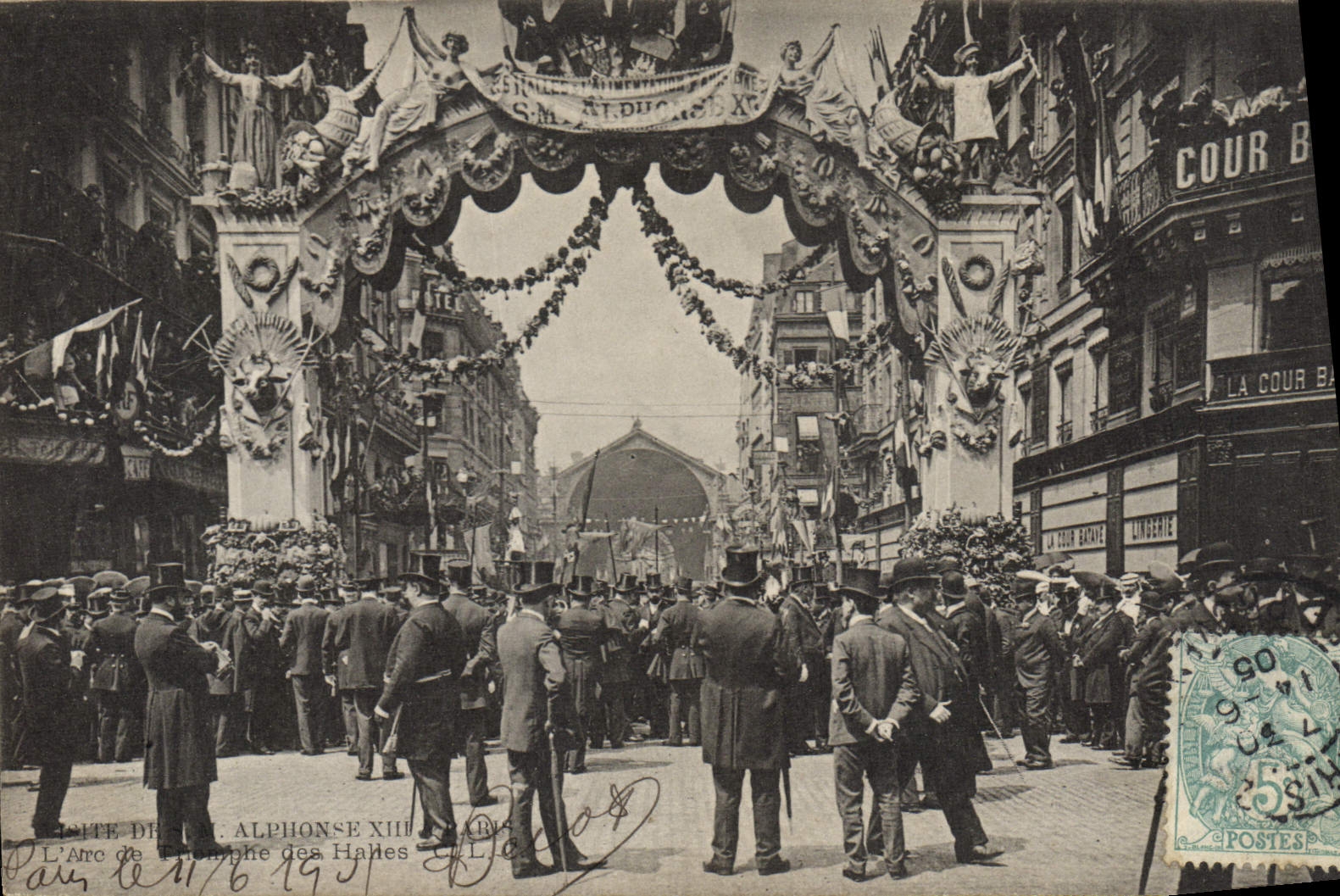 La POSTAL Visite de la VENDIMIA de Sr. Alfonso XIII tiene mercados de París Arc de Triomphe