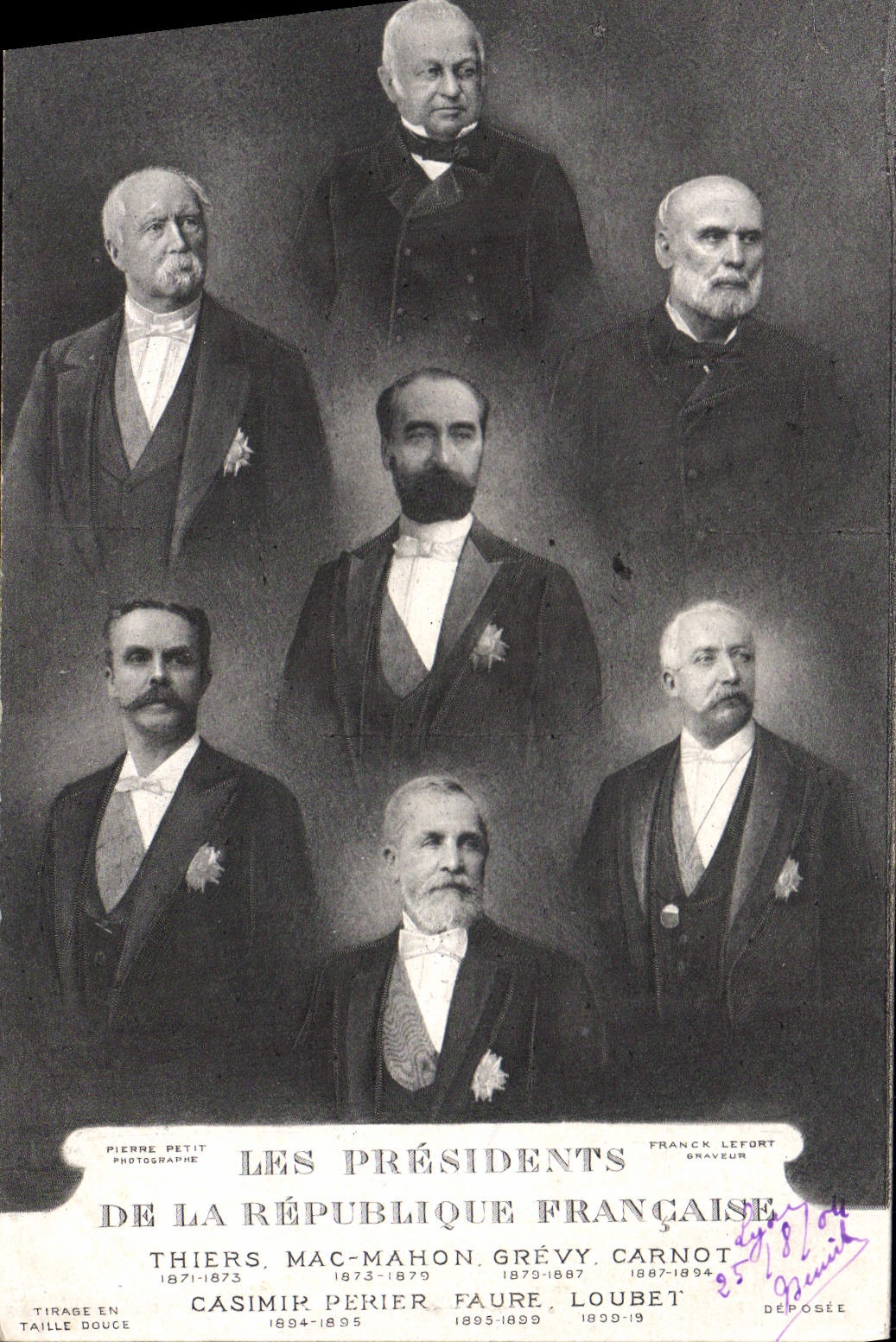 CPA Les presidents de la Republique Thiers Mac mahon Grevy Carnot Casimir Perier Faure Loubet