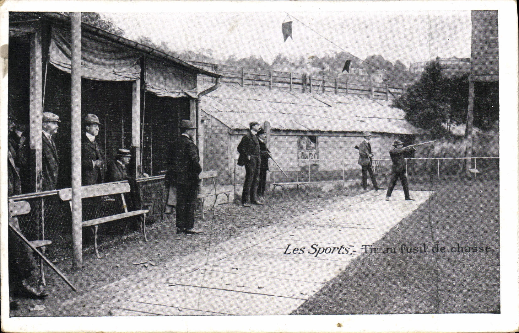 VINTAGE POSTCARD Shooting with the shotgun