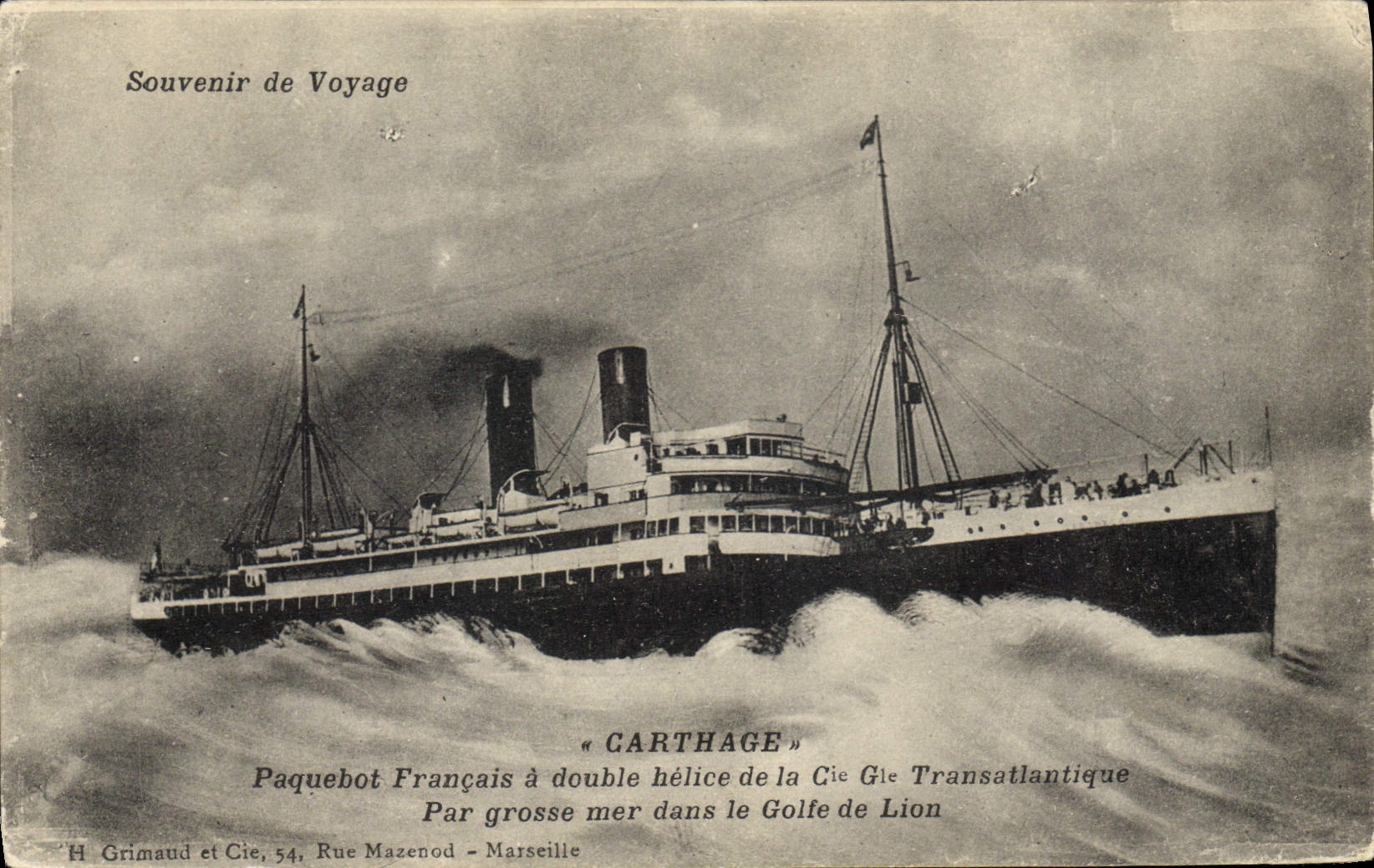 CPA Bateau Paquebot francais a double helice Carthage